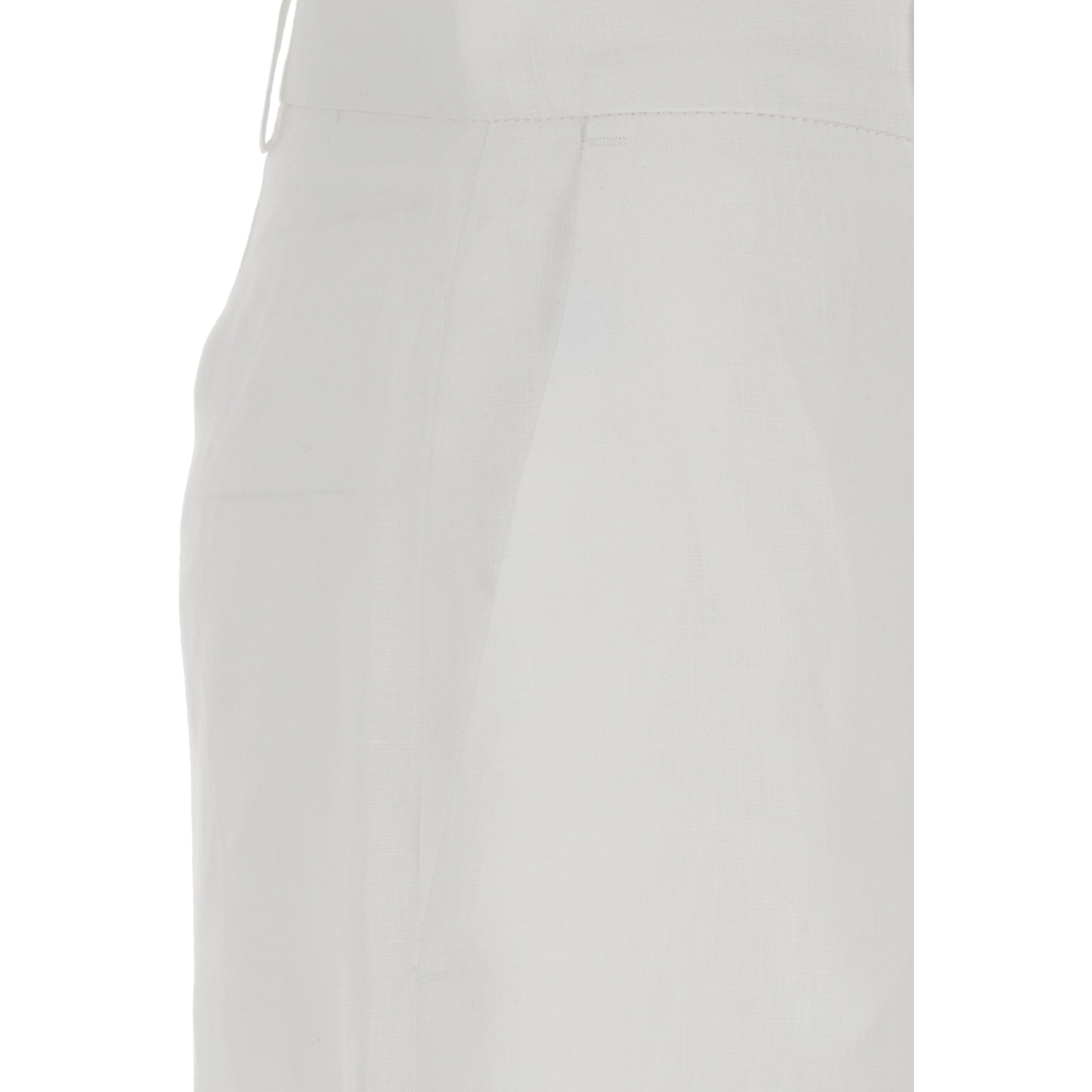 White Linen Shorts with Belt Loops Woman