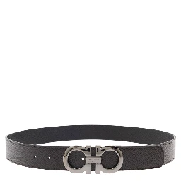 Reversible belt with Gancini buckle in Brown Leather for Men