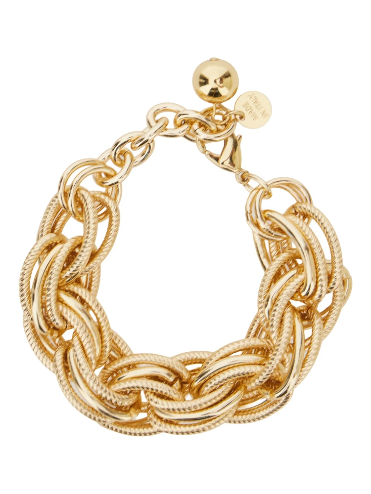 ALLIE gold-colored Bracelet with chunky link design in agate for women