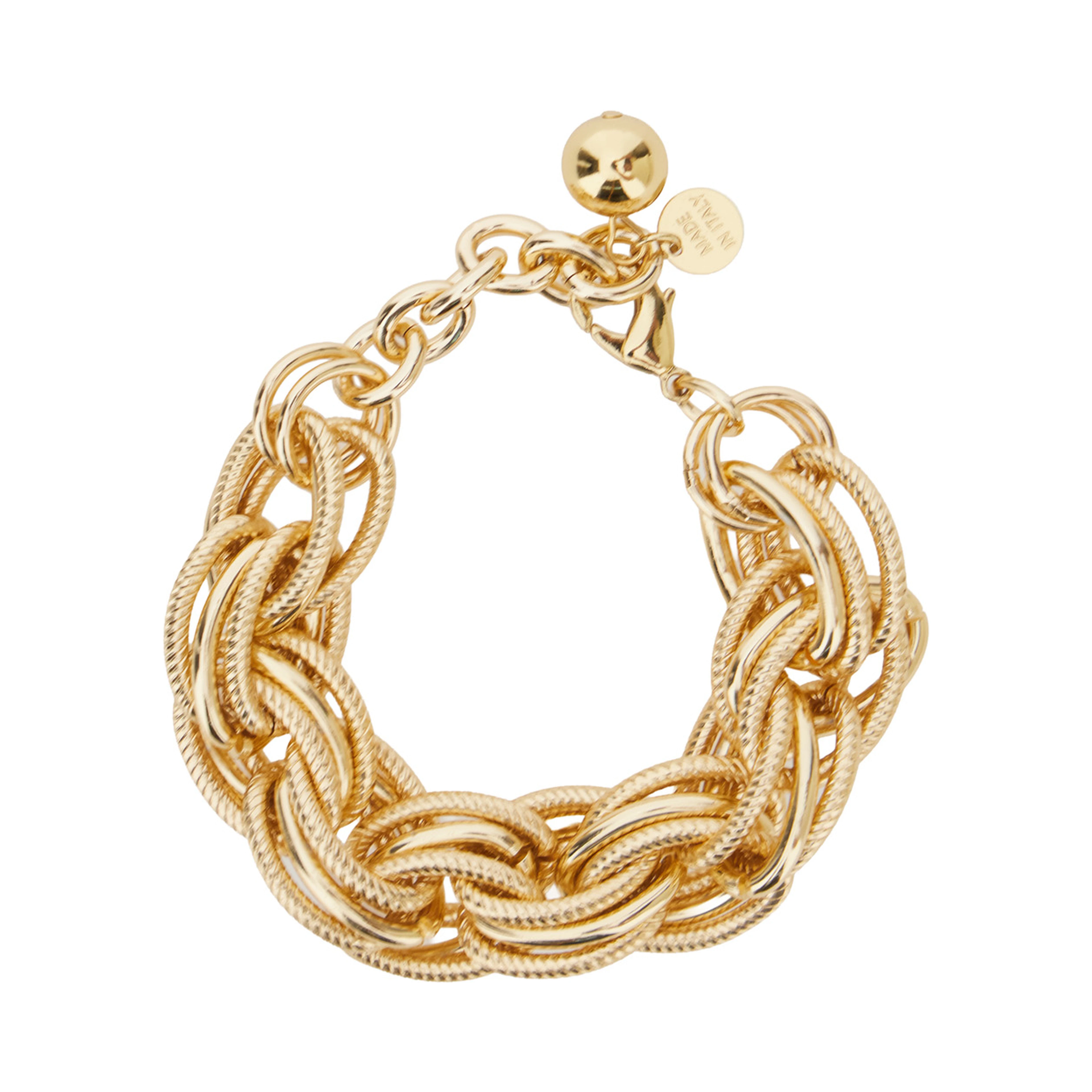 ALLIE gold-colored Bracelet with chunky link design in agate for women