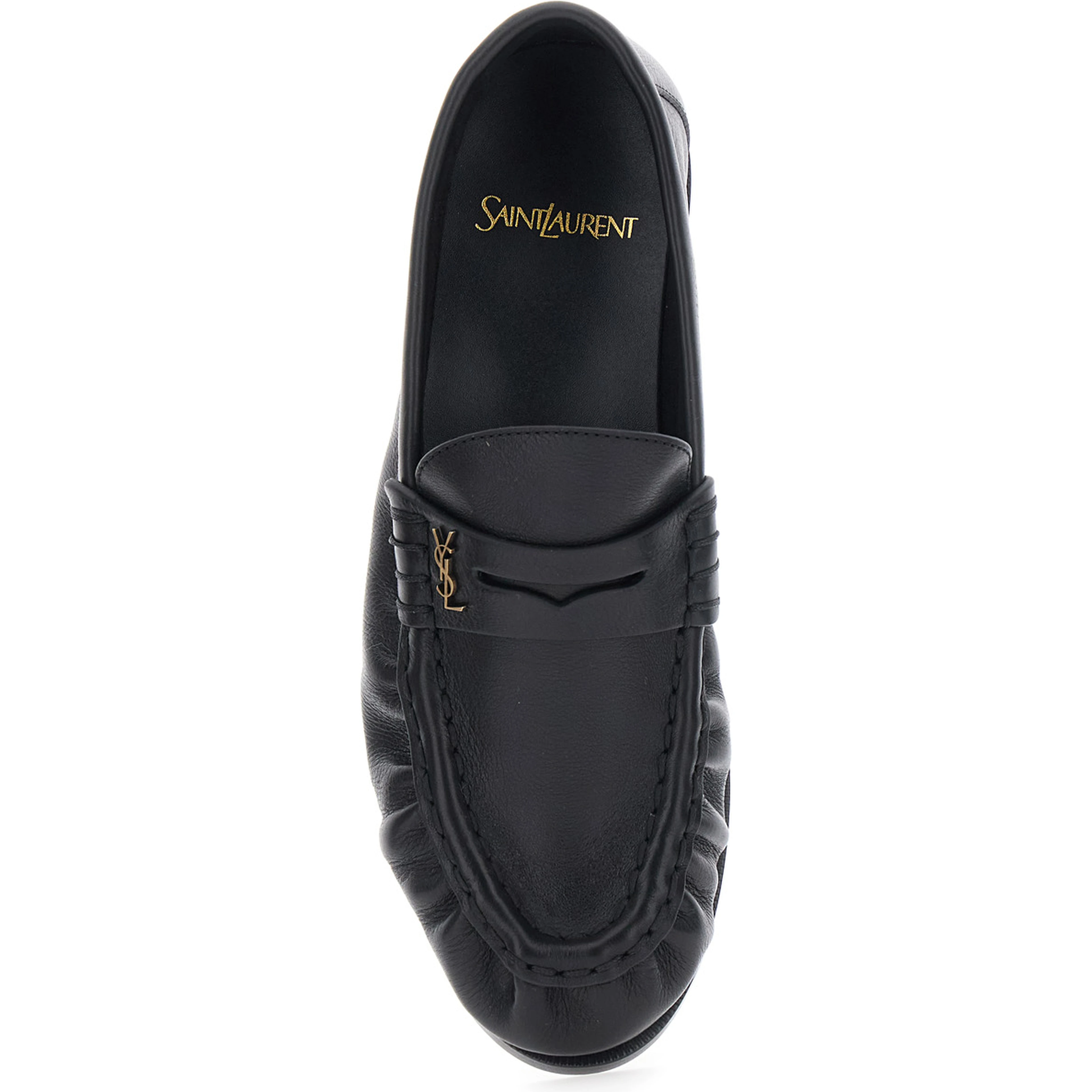 Le Loafer Black Loafers with rounded toe and Cassandre plate in Leather for Women