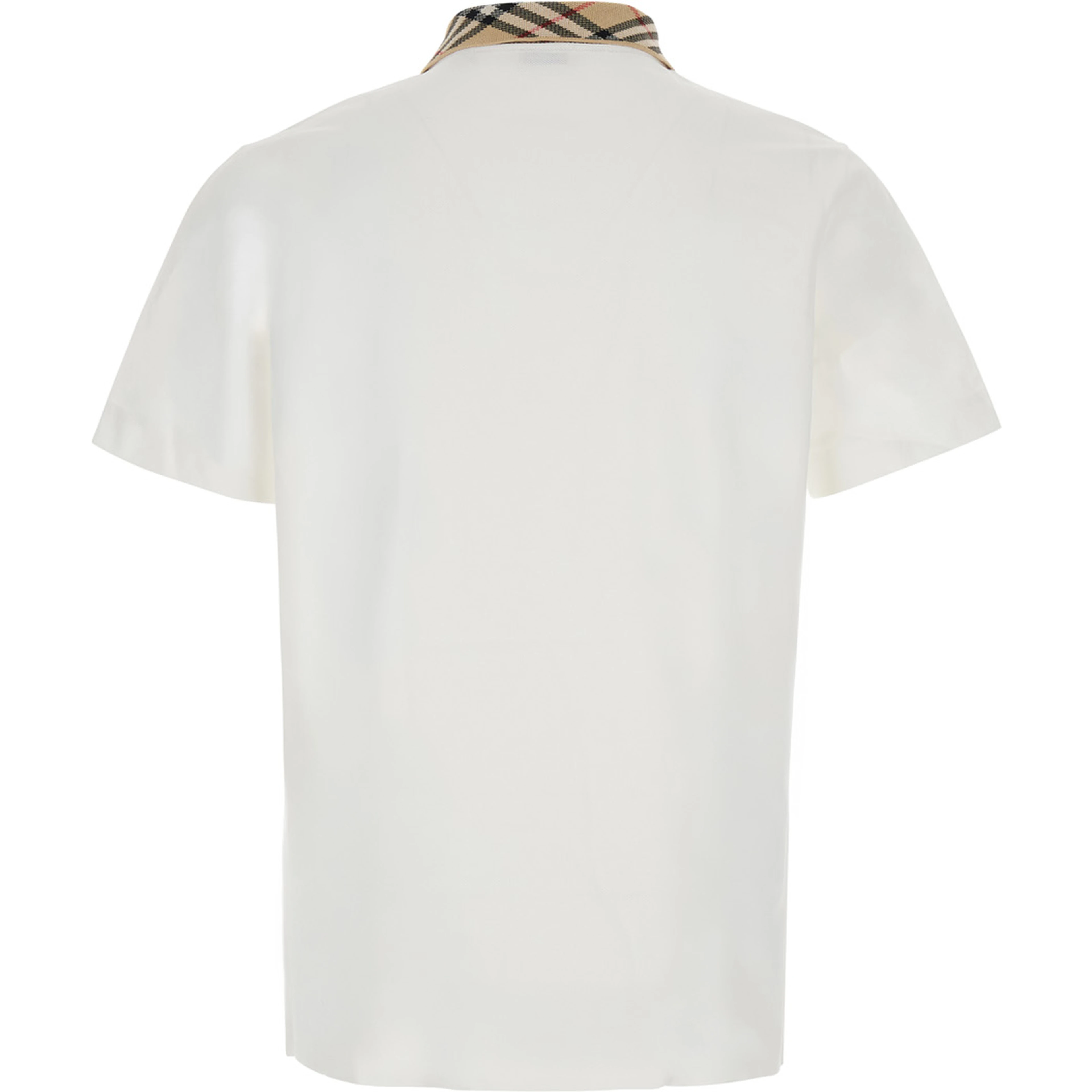 EVAN white Polo Shirt with Check motif collar in cotton for men