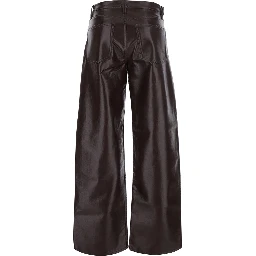 brown Pants with five-pocket design in Ecoleather for women