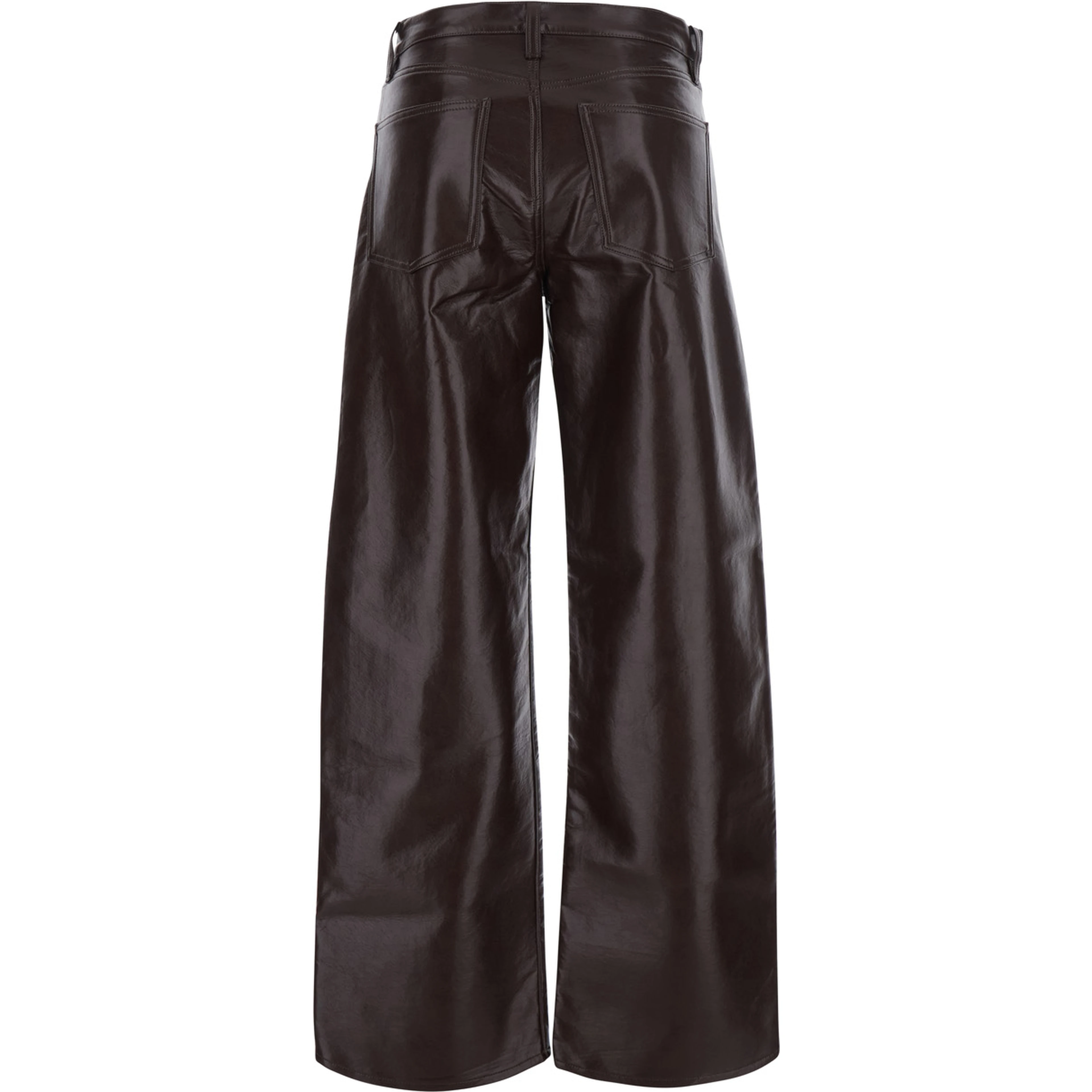 brown Pants with five-pocket design in Ecoleather for women