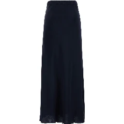 Sospiro Blue Skirt with Logo Embroidery on the Front and Elasticated Waist in Silk for Women