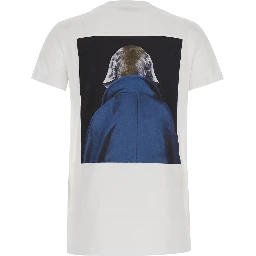 Calca White  Crew Neck T-Shirt with Maxi Print on Front and Back in Cotton for Women