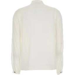 white Shirt with scarf collar and long sleeves in silk for women