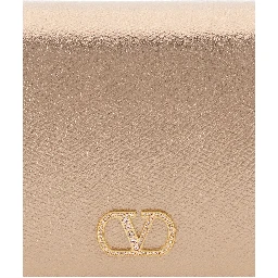 Metallic Mini bag with VLogo plaque on the front and all-over rhinestones in leather for women