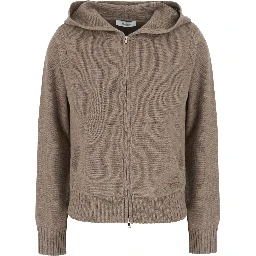 PRIMO Beige hoodie with hood and long sleeves in cashmere for women