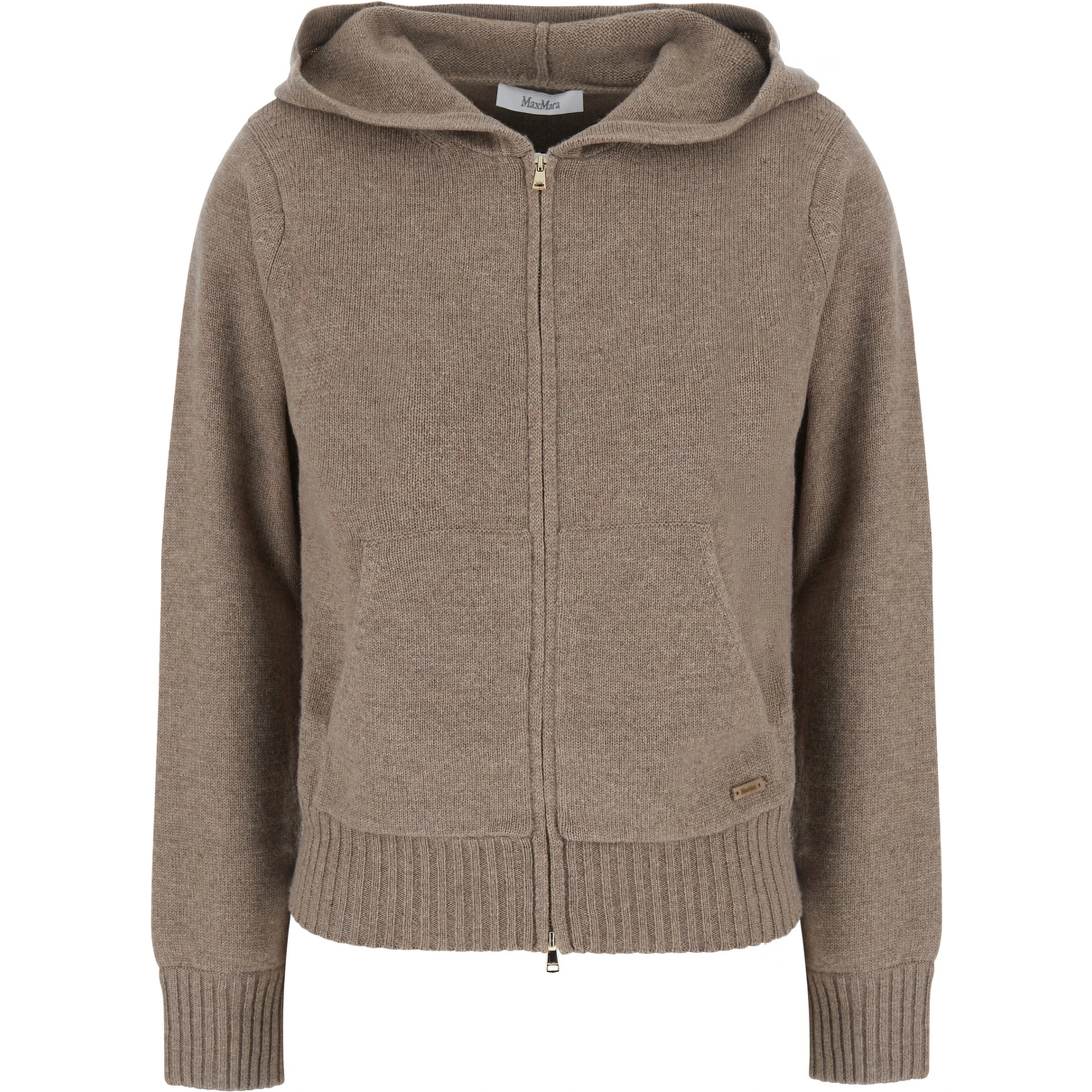 PRIMO Beige hoodie with hood and long sleeves in cashmere for women