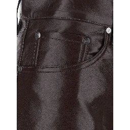 brown Pants with five-pocket design in Ecoleather for women