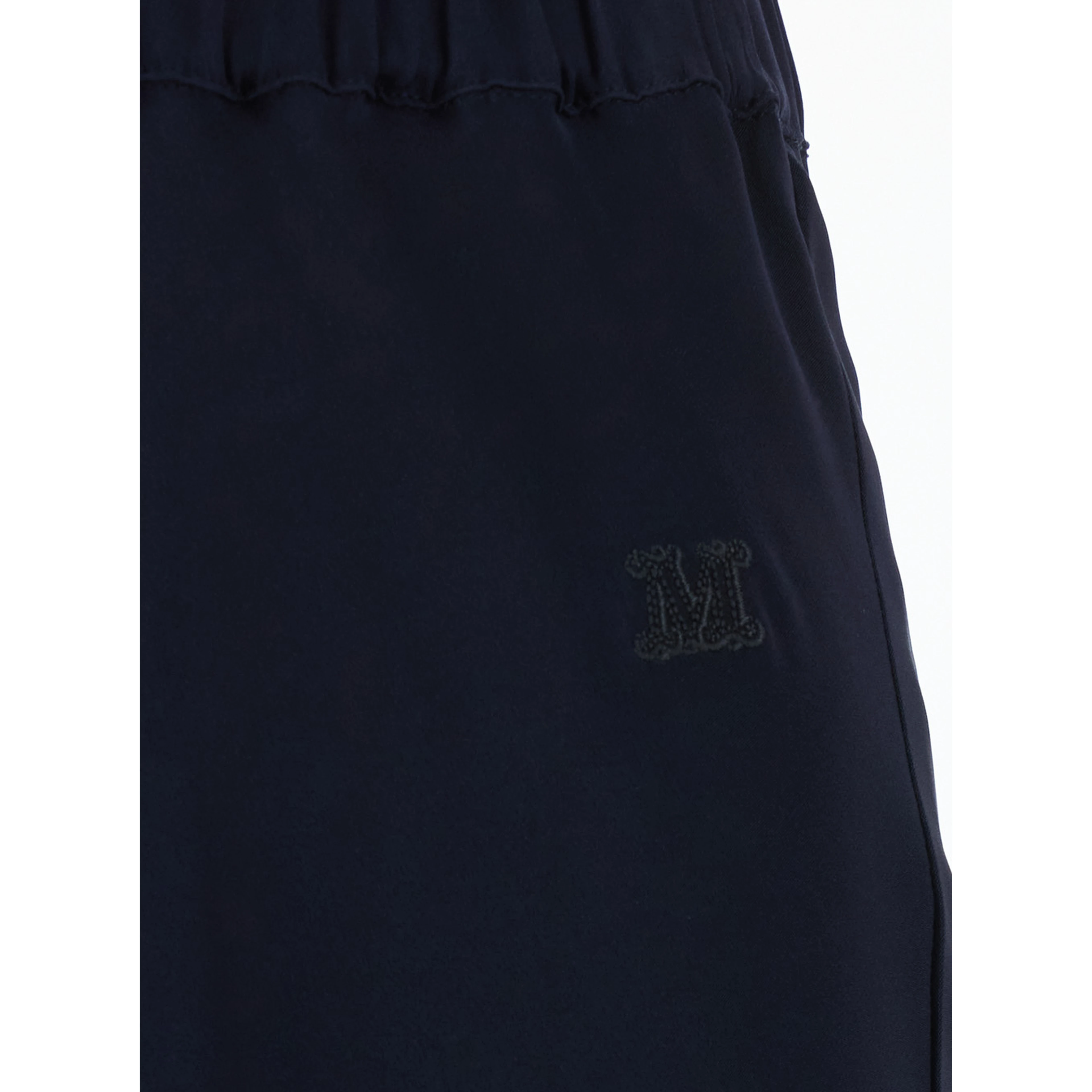 Sospiro Blue Skirt with Logo Embroidery on the Front and Elasticated Waist in Silk for Women