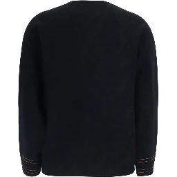 Black Sweater with V-neck and Long Sleeve in Wool Blend Women