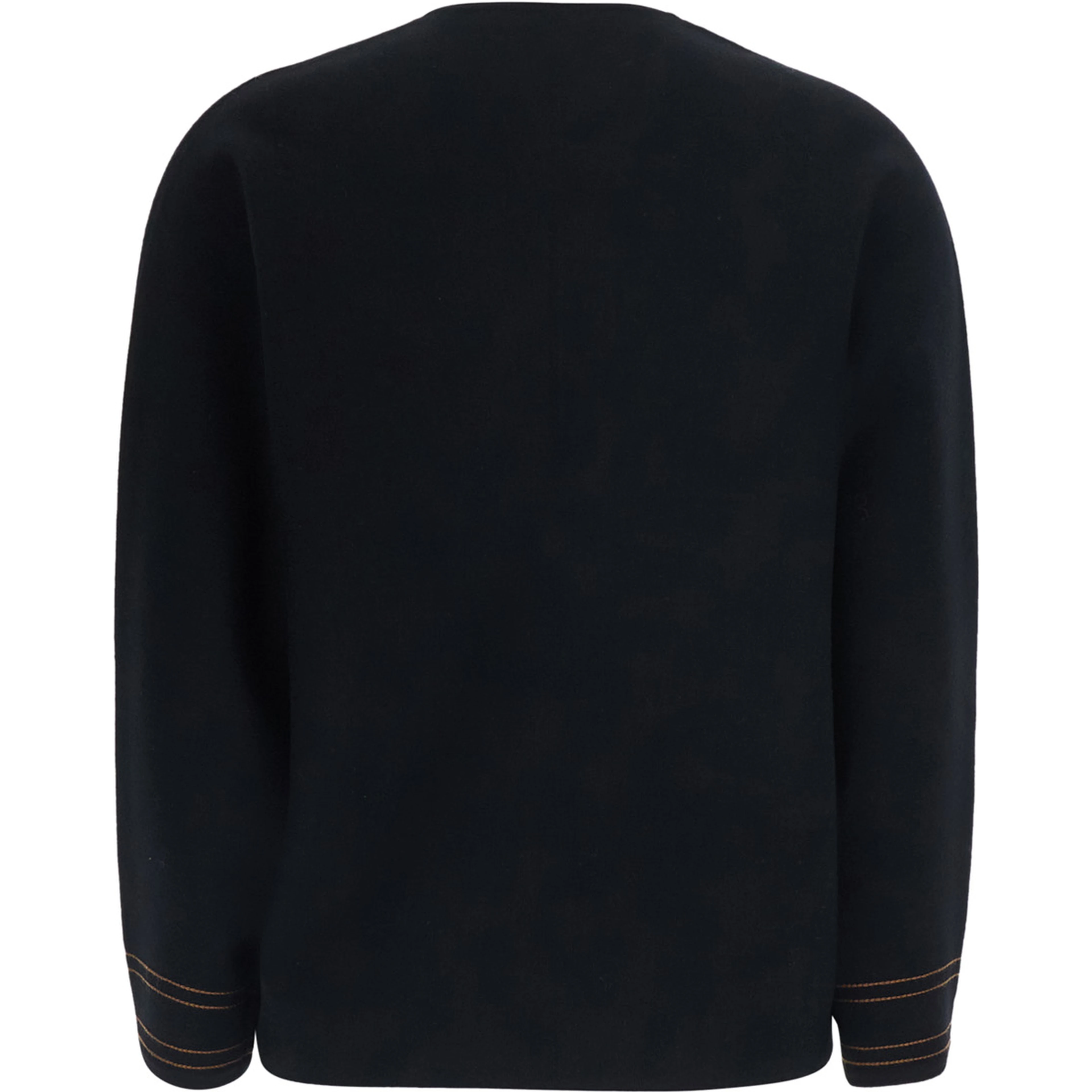 Black Sweater with V-neck and Long Sleeve in Wool Blend Women