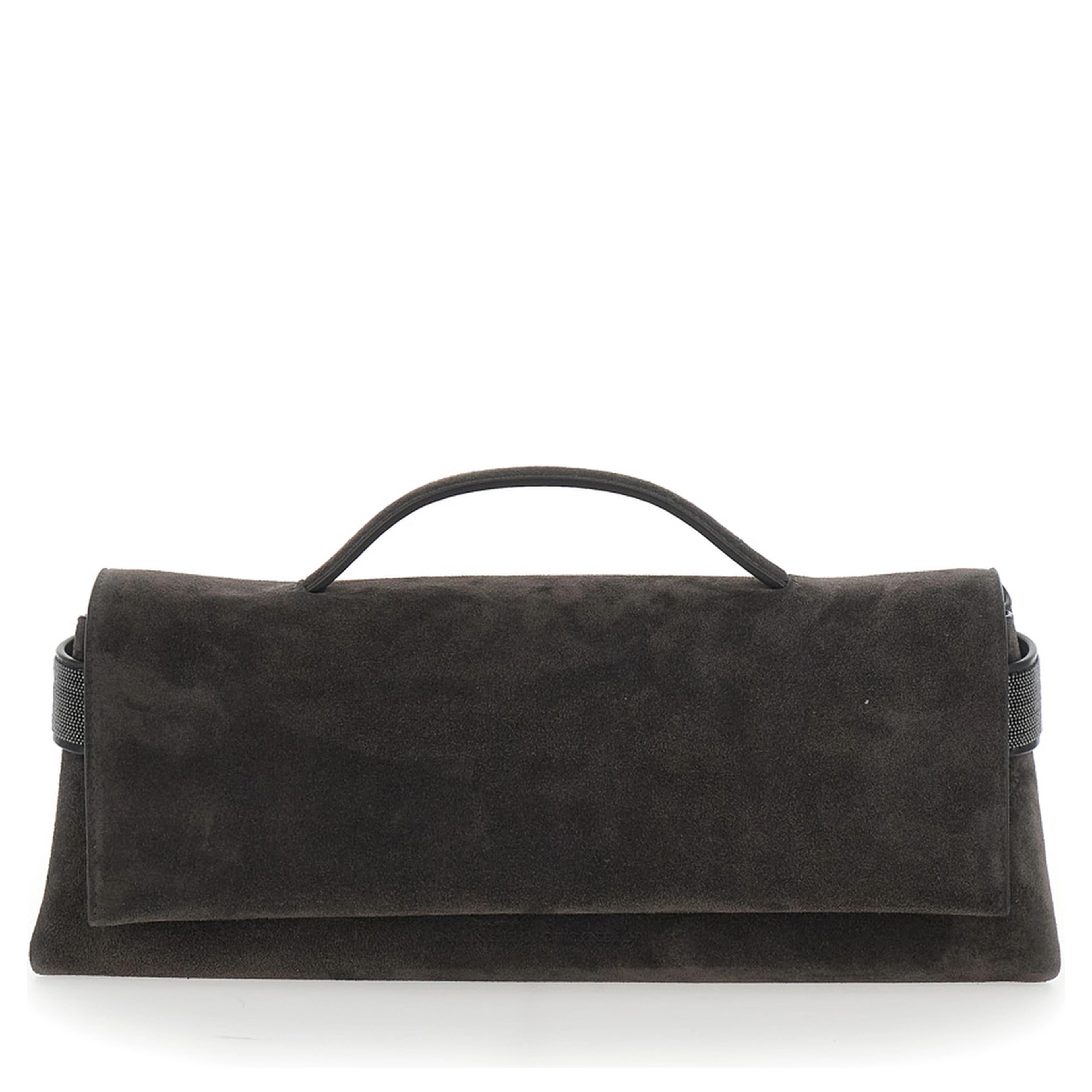 Essence Brown Clutch with Side Details in Suede for Women