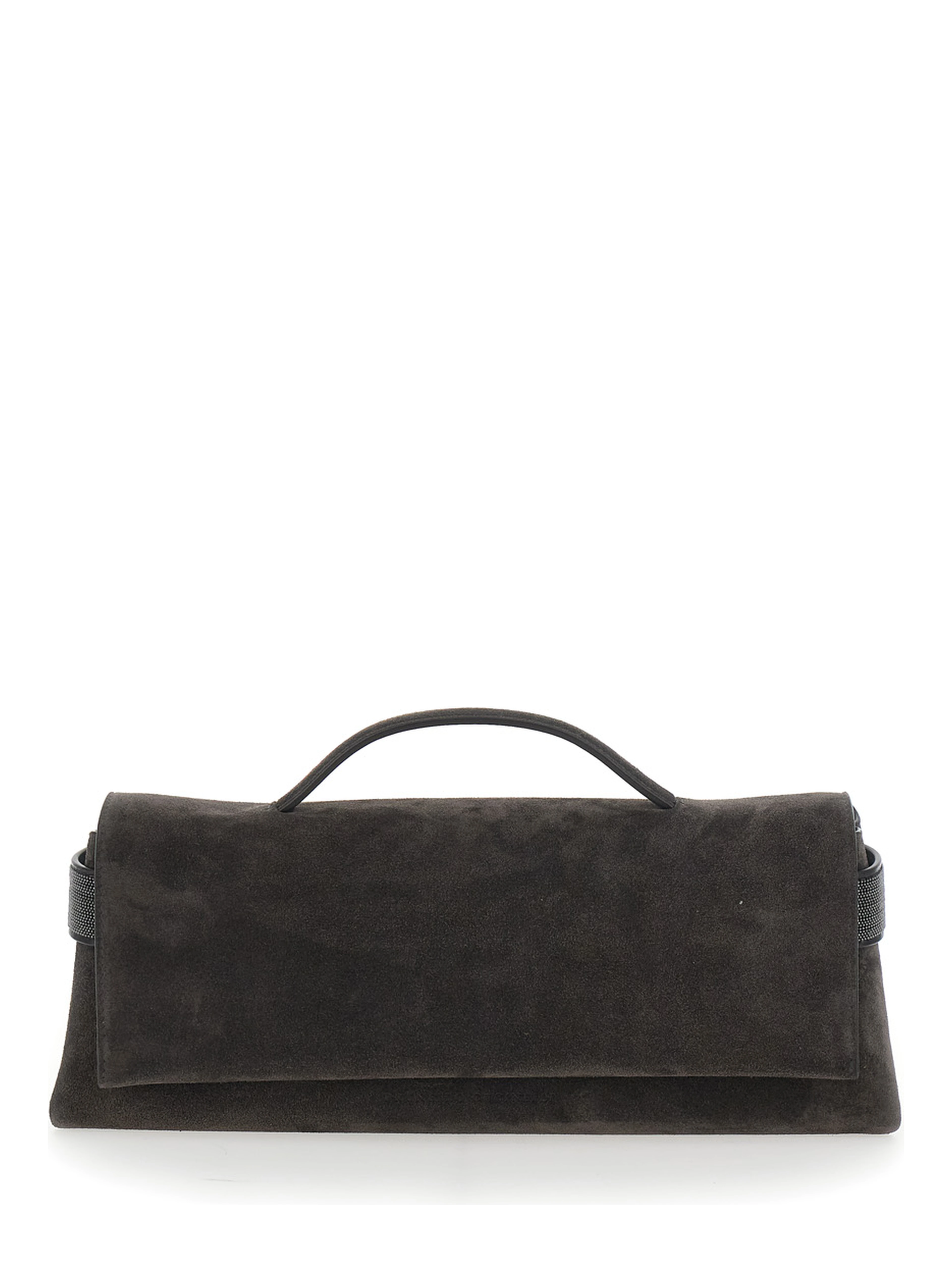 Essence Brown Clutch with Side Details in Suede for Women