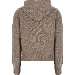 PRIMO Beige hoodie with hood and long sleeves in cashmere for women