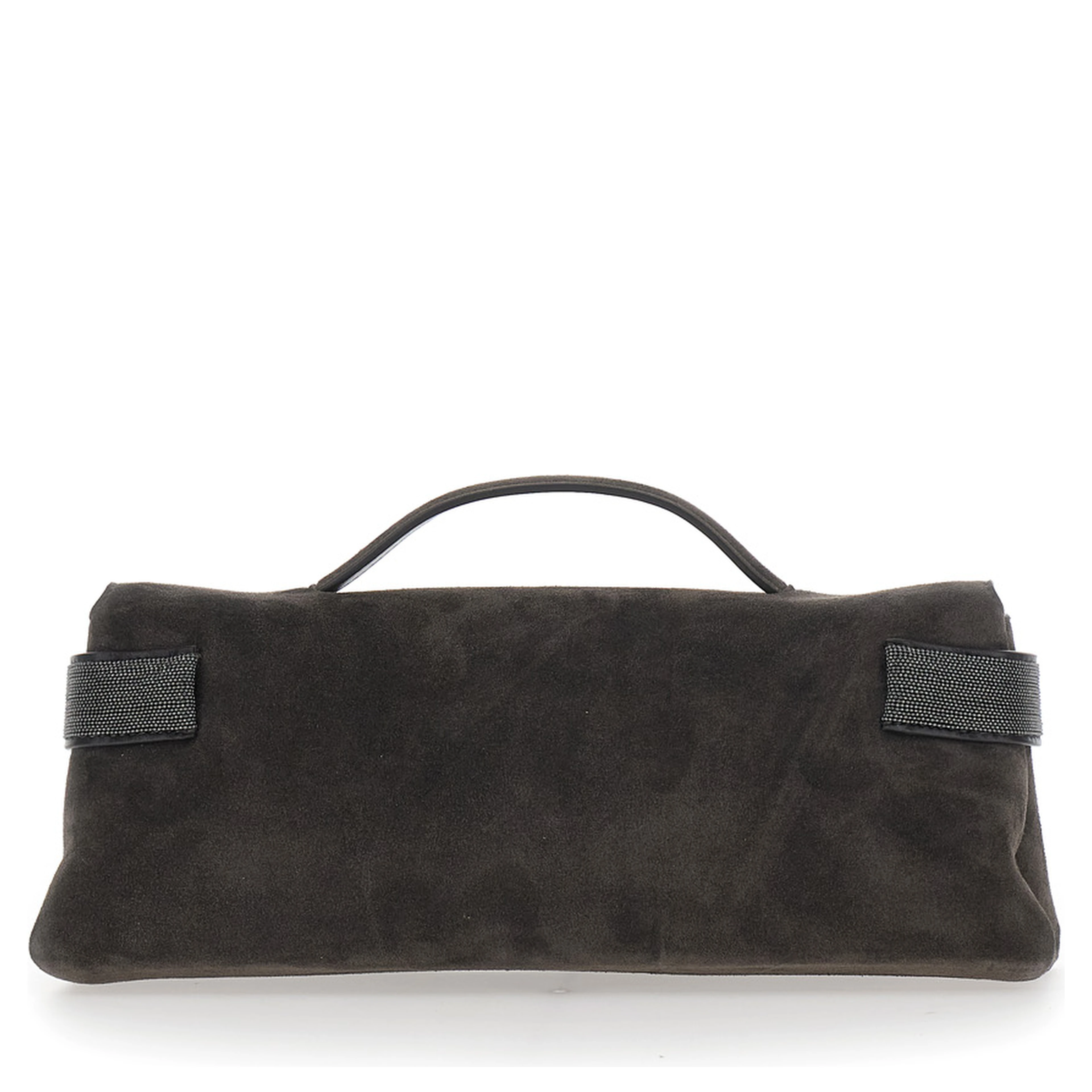 Essence Brown Clutch with Side Details in Suede for Women