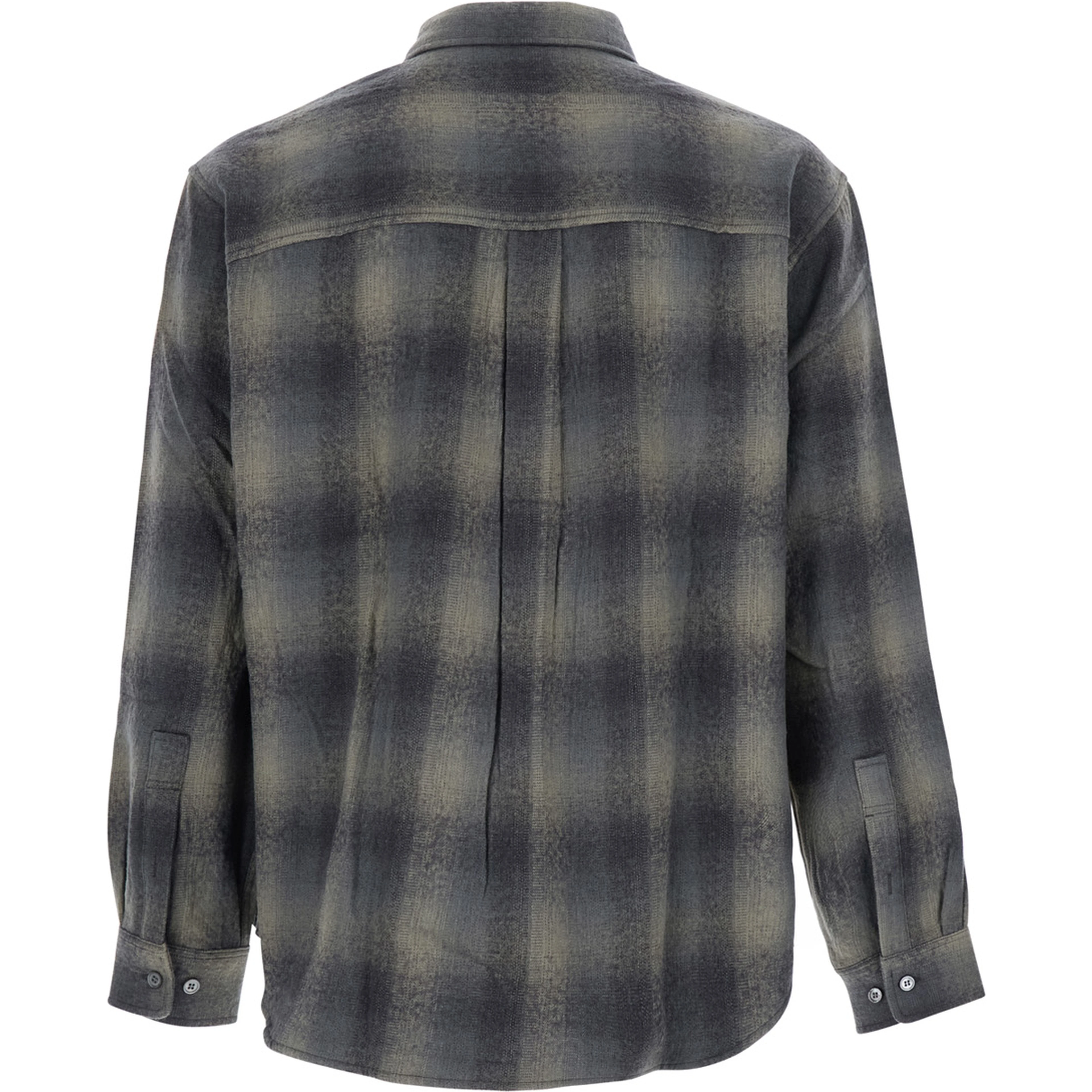 OMBRE FLANNEL ONE POCKET CHECKERED SHIRT V.2 with collar and long sleeves in cotton and wool gray for men