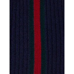 Blue Beanie with Web Ribbon in Wool for Boy
