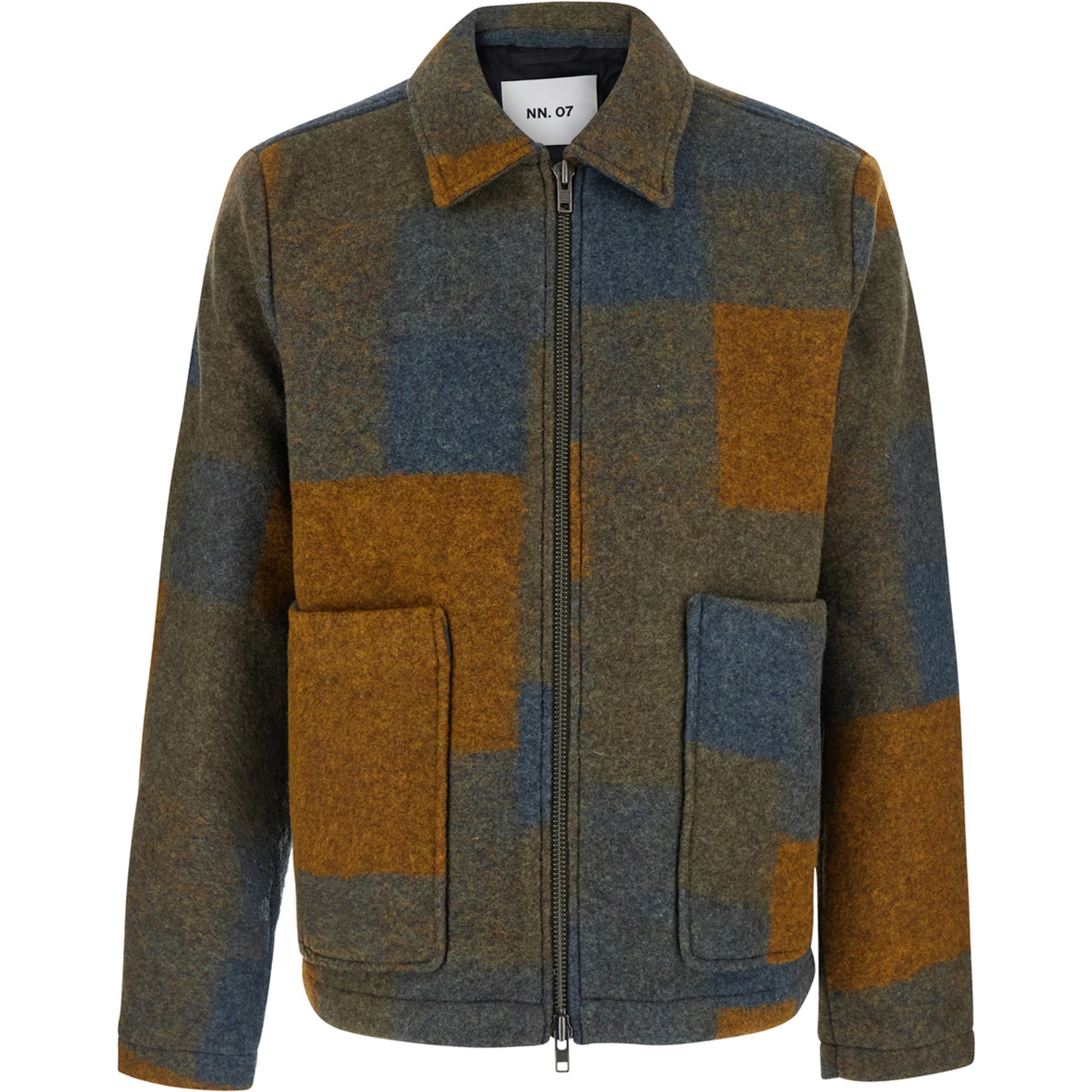 Multicolor Jacket with classic collar and patchwork motif in tech fabric for men