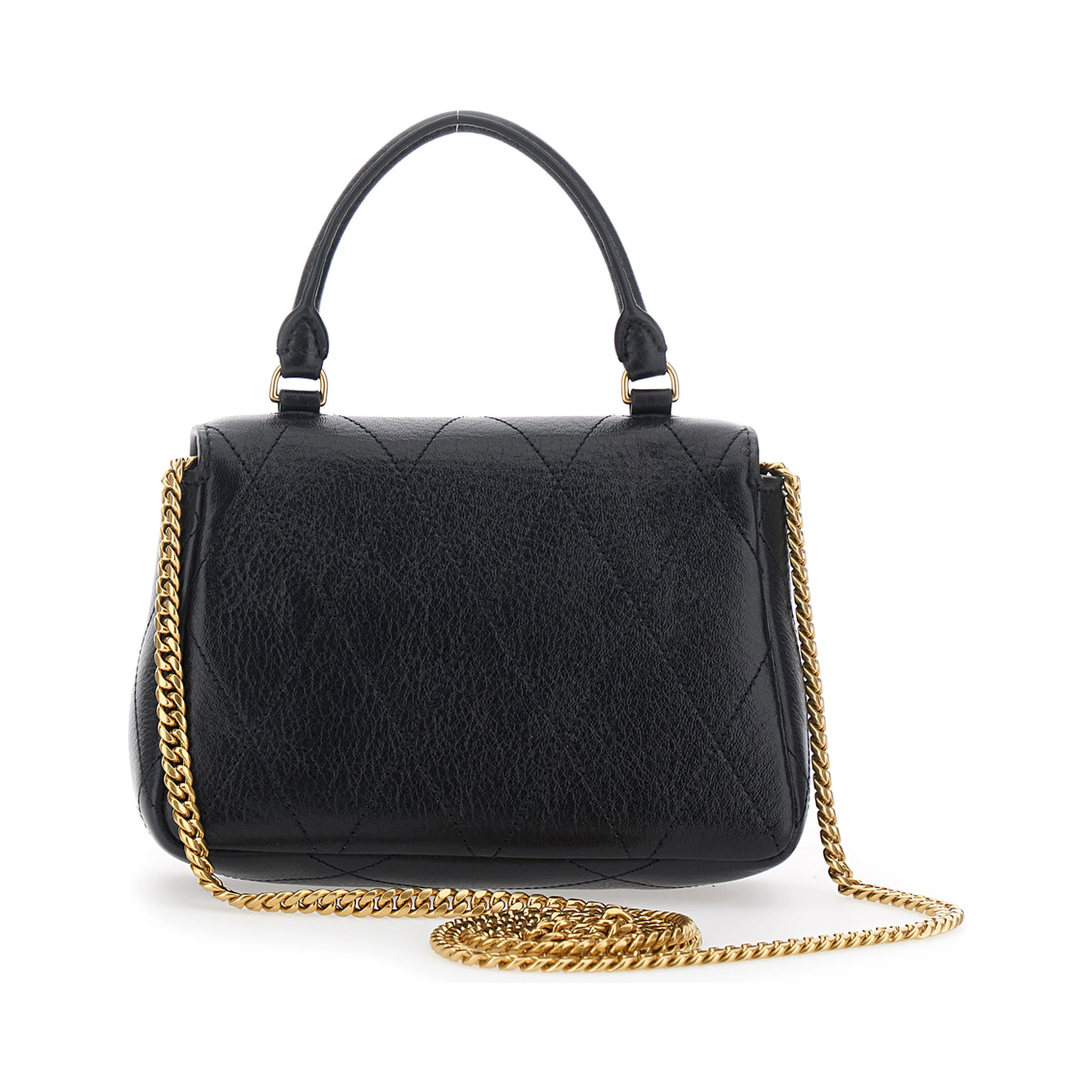 Charlie Black Mini Bag with Chain Strap in Leather for Women