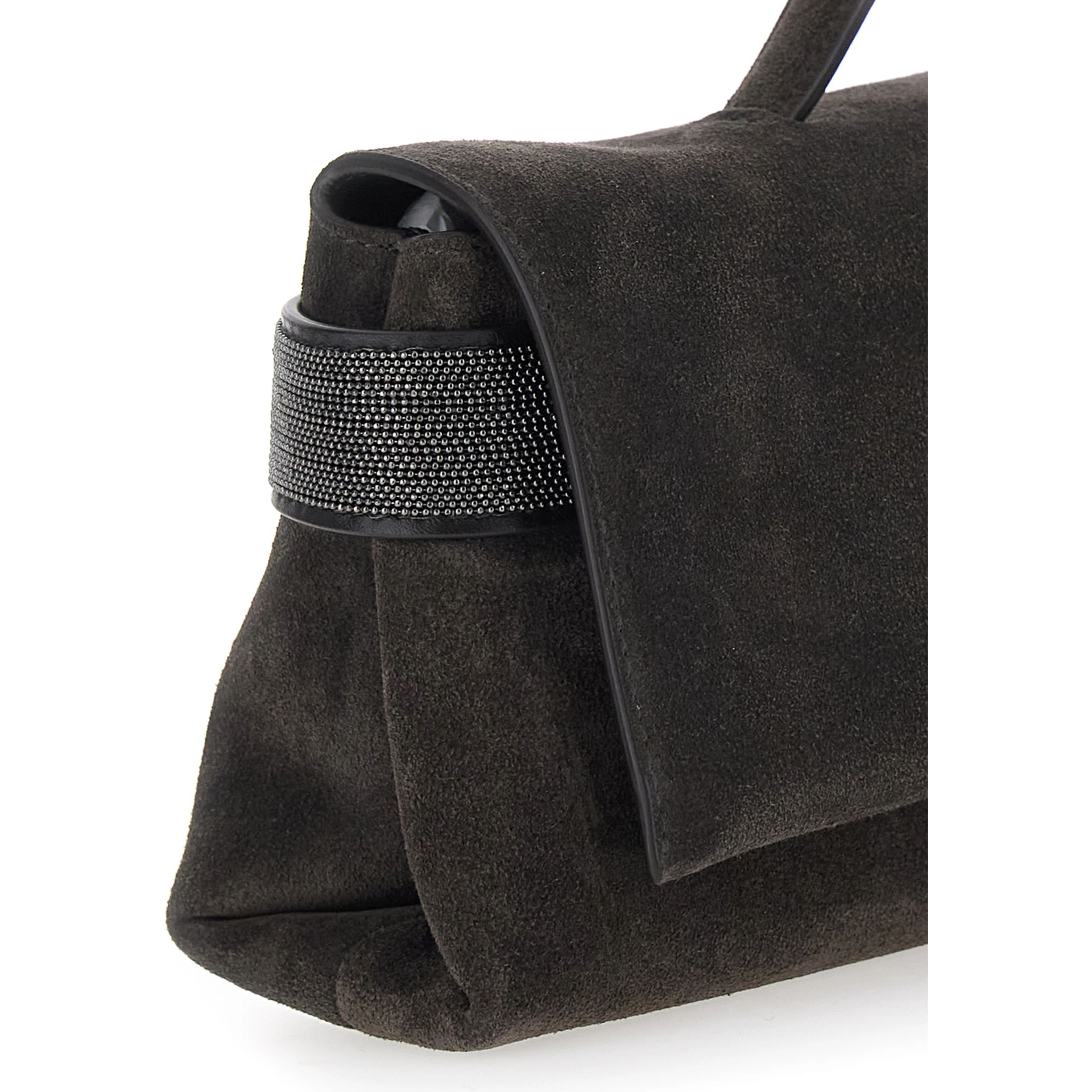 Essence Brown Clutch with Side Details in Suede for Women