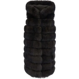 brown fur with high collar and sleeveless design in fur for women