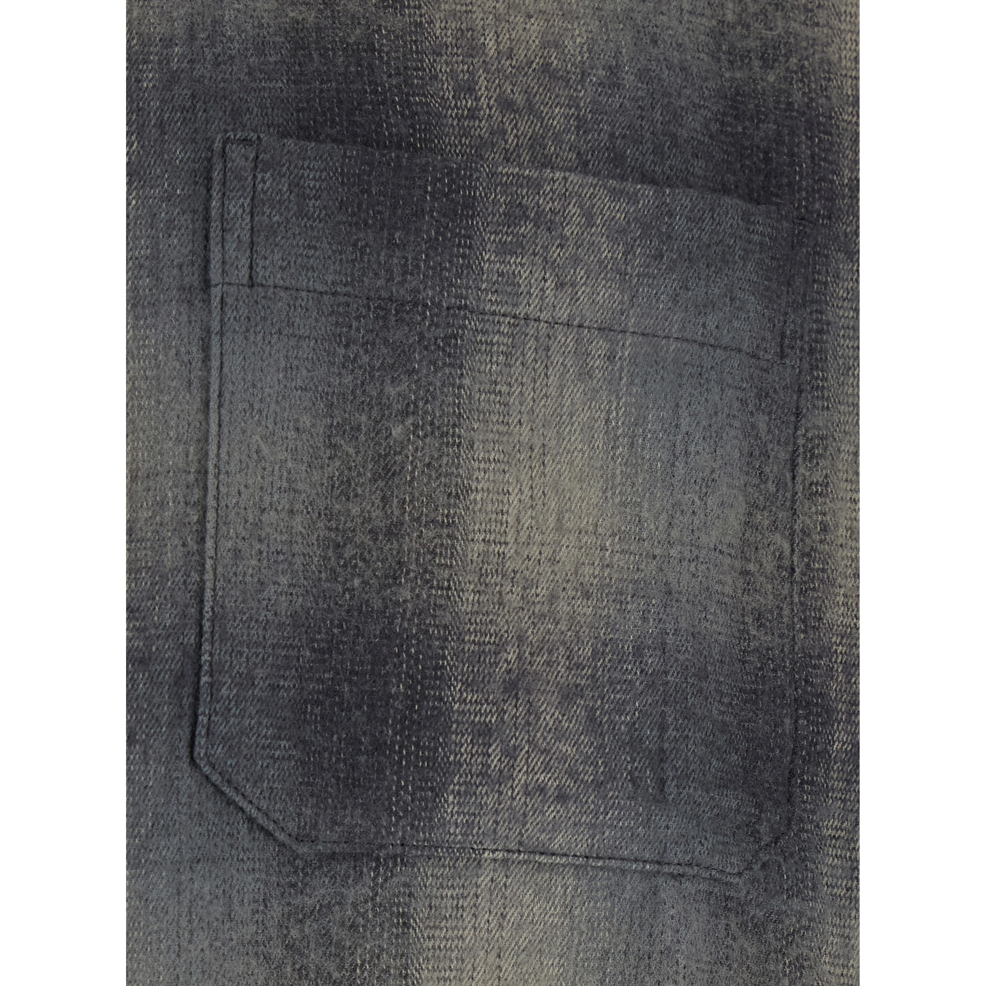 OMBRE FLANNEL ONE POCKET CHECKERED SHIRT V.2 with collar and long sleeves in cotton and wool gray for men