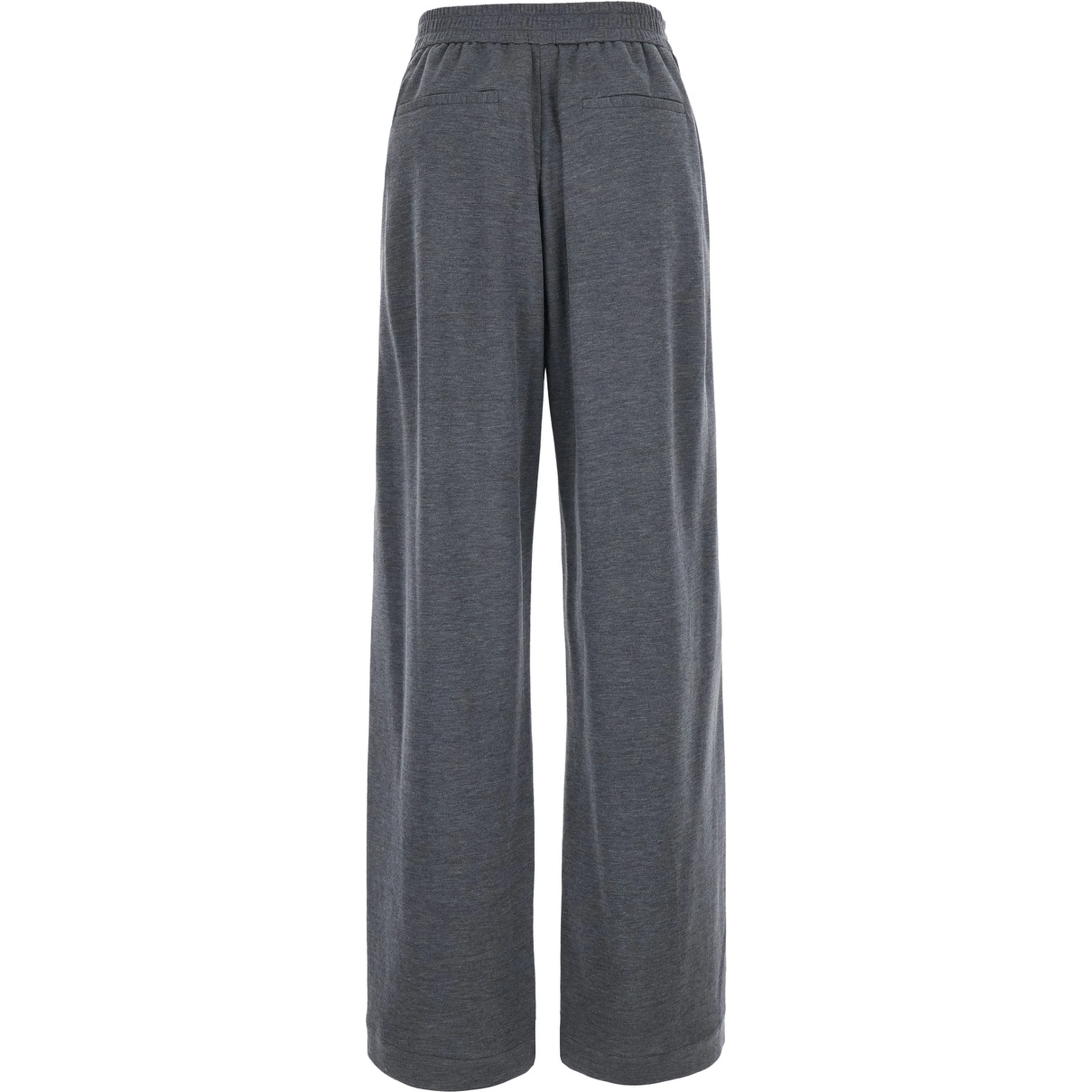 Gray Pants with elastic drawstring waist and Monil detail on the side in cotton blend for women