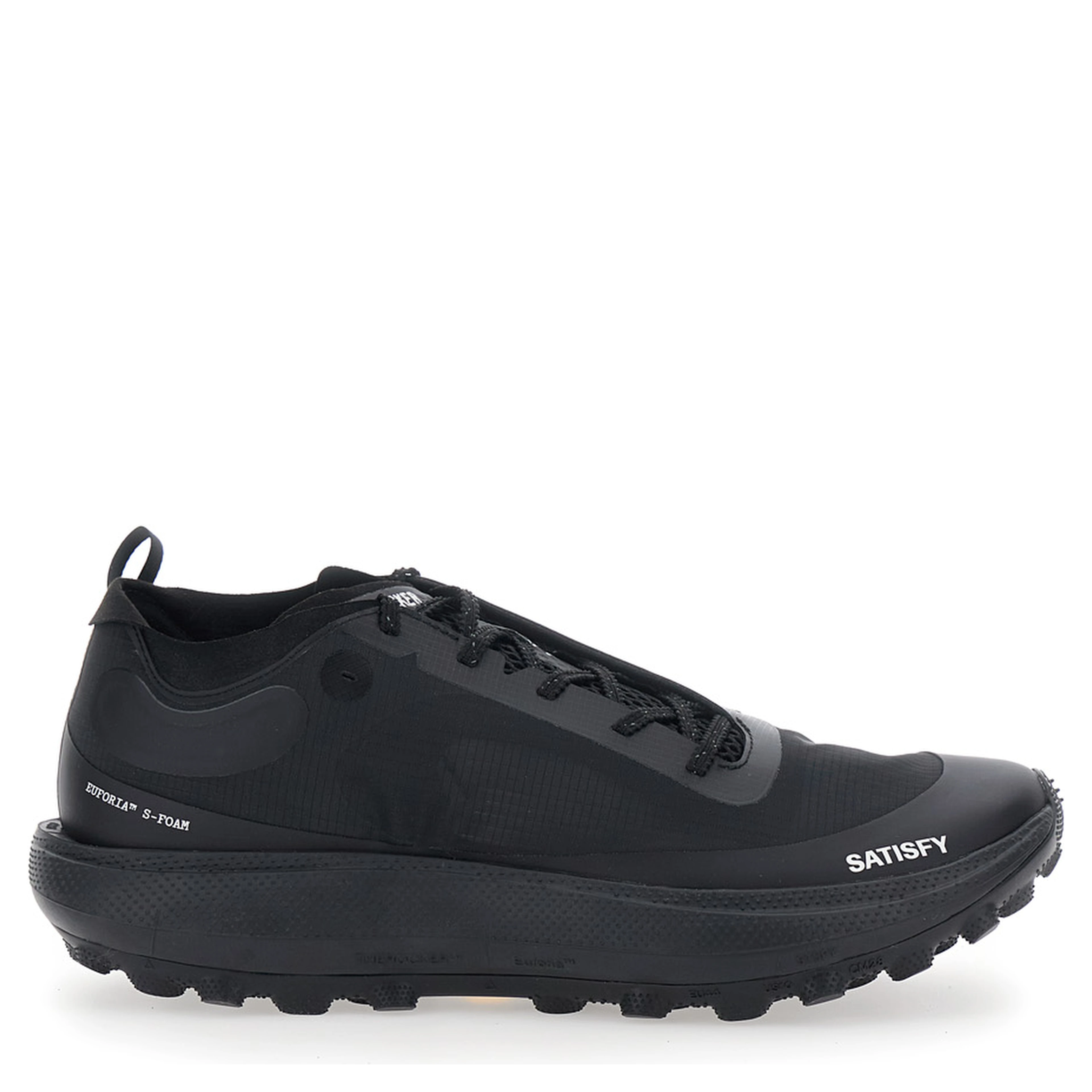 Black Sneakers with Leather Upper and Rubber Sole