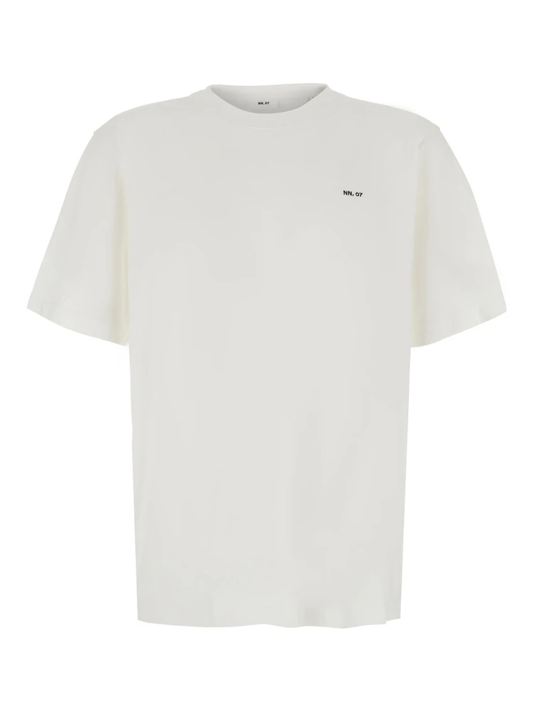 White T-Shirt with Round Neck and Short Sleeves for Men