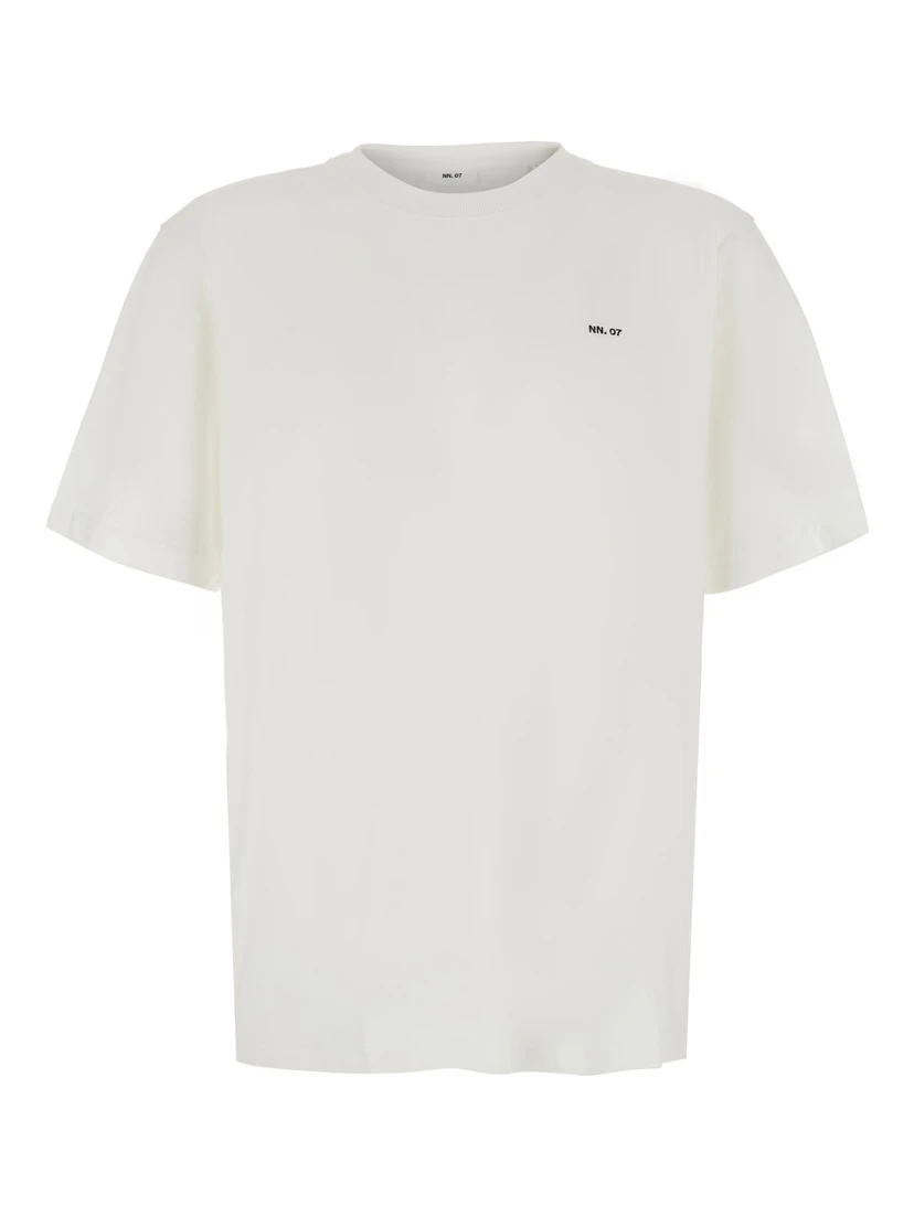 White T-Shirt with Round Neck and Short Sleeves for Men