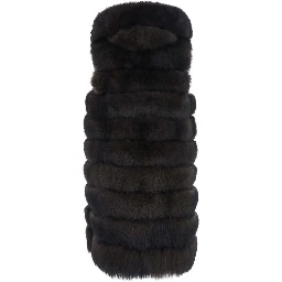 brown fur with high collar and sleeveless design in fur for women