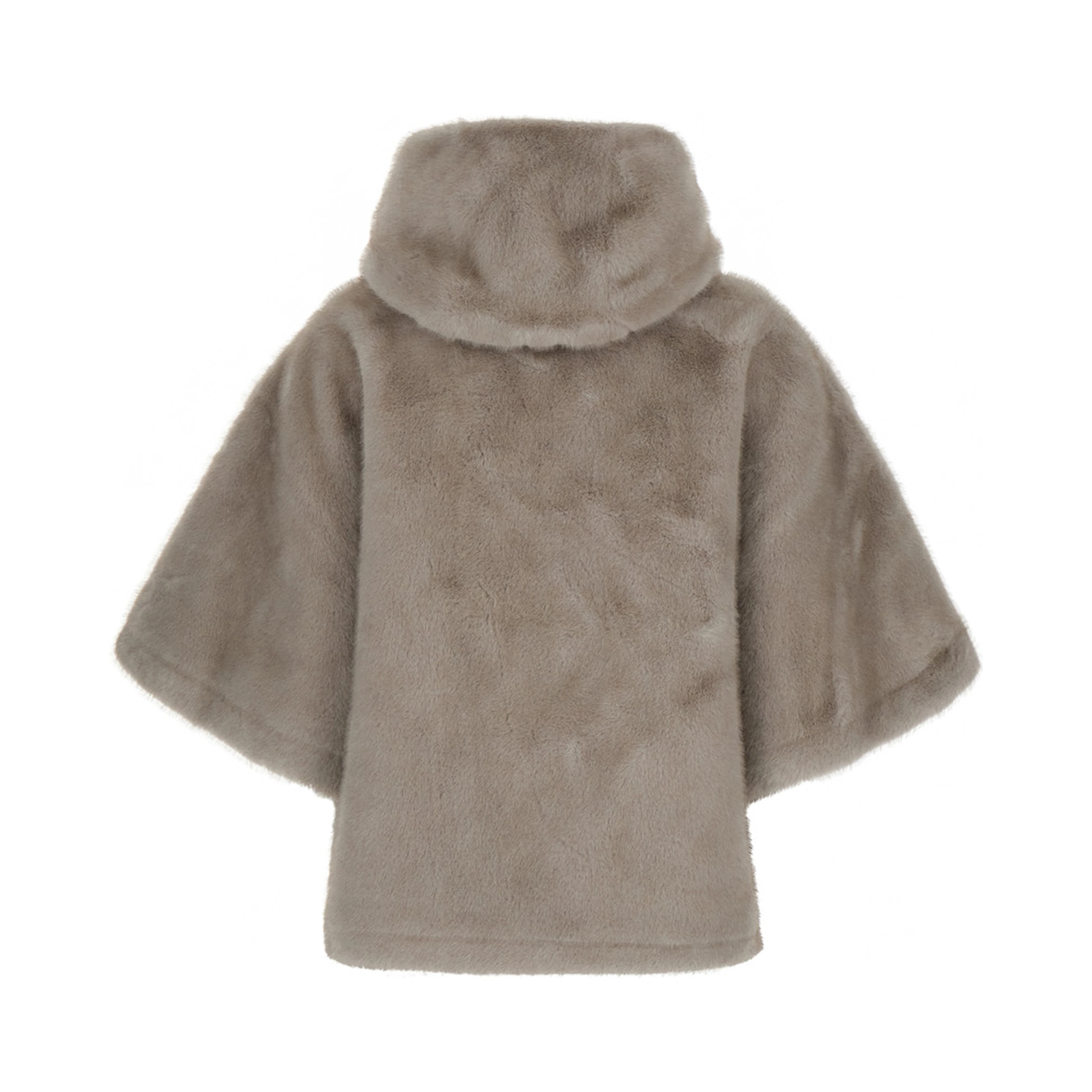 grey zip-up coat with hood in faux fur Women
