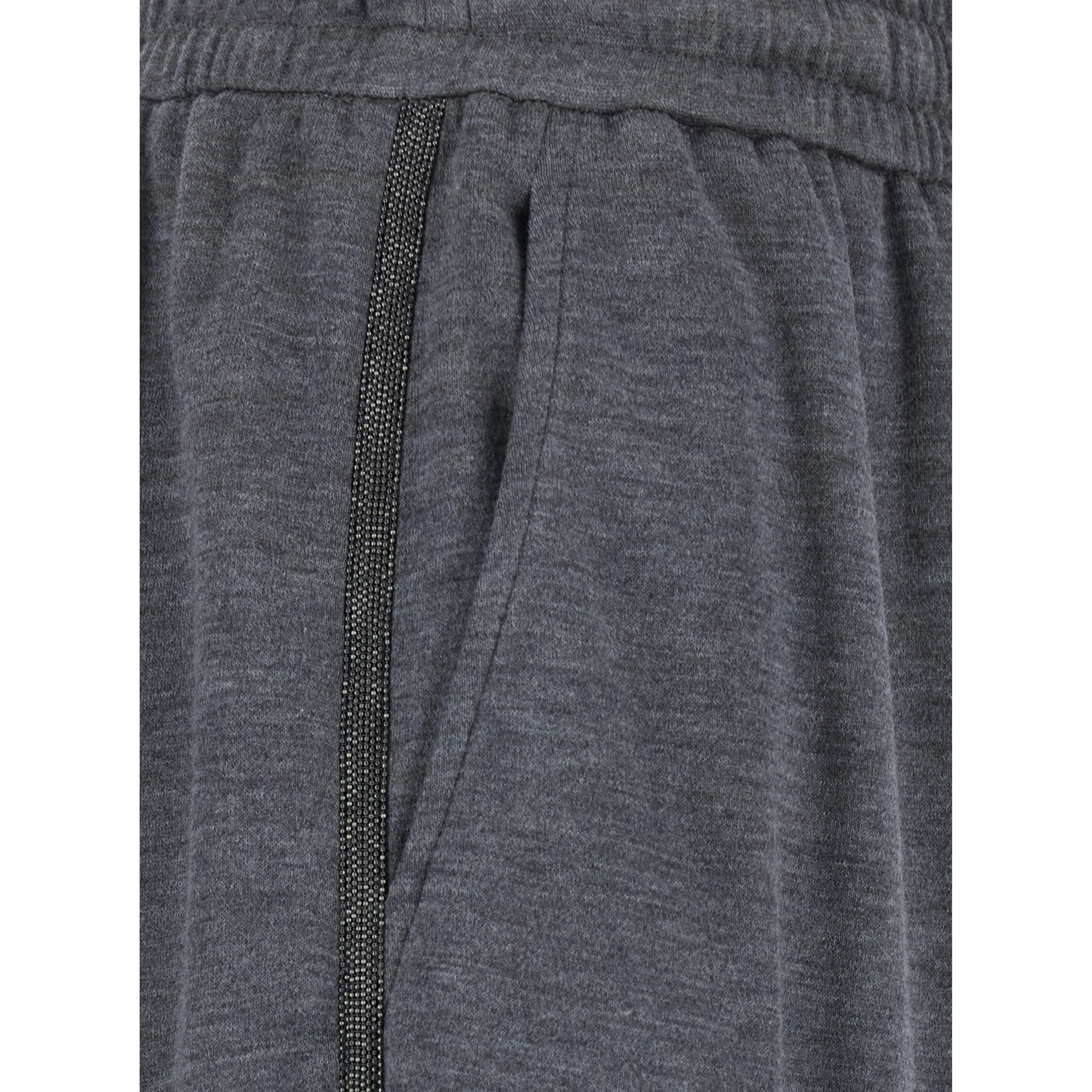 Gray Pants with elastic drawstring waist and Monil detail on the side in cotton blend for women