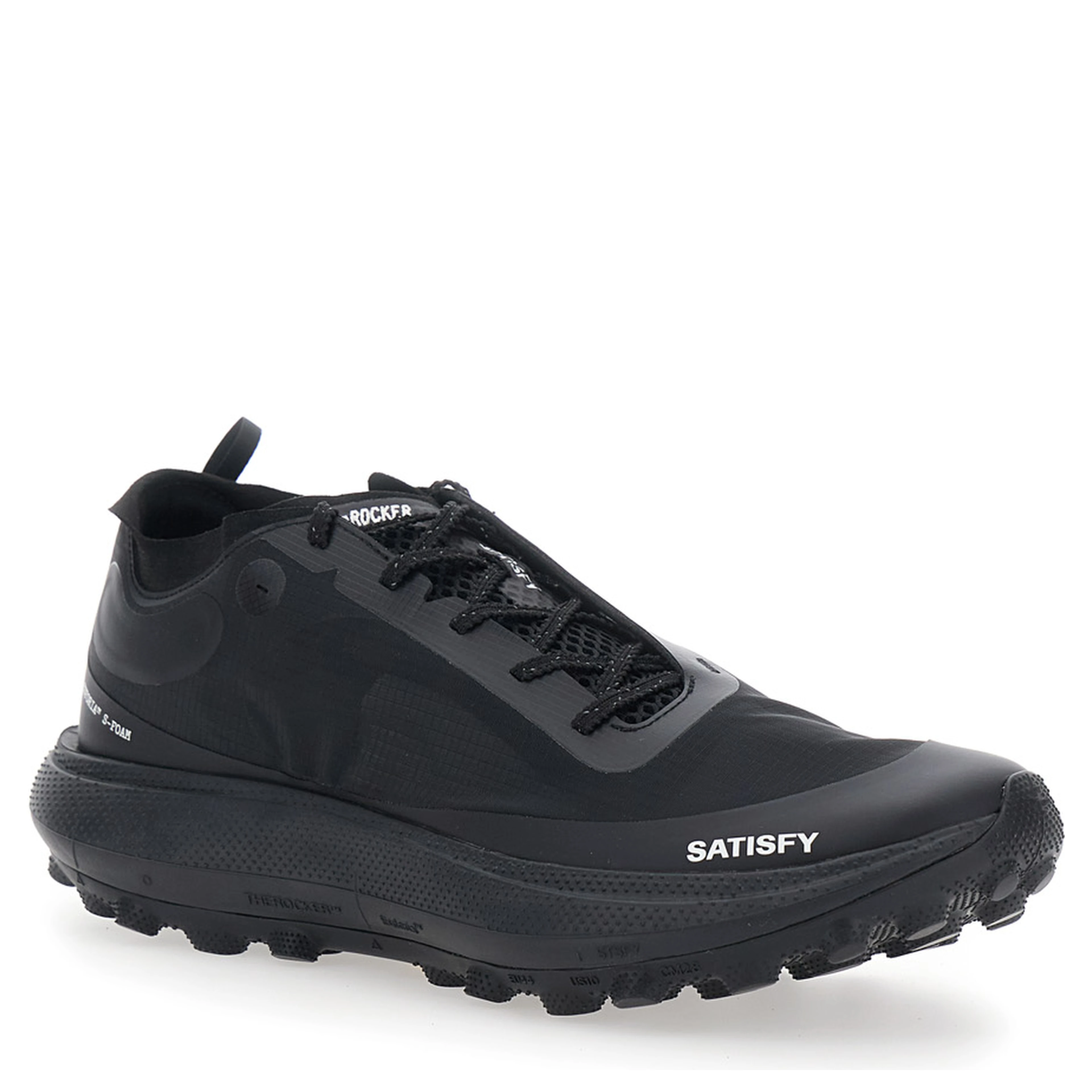 Black Sneakers with Leather Upper and Rubber Sole