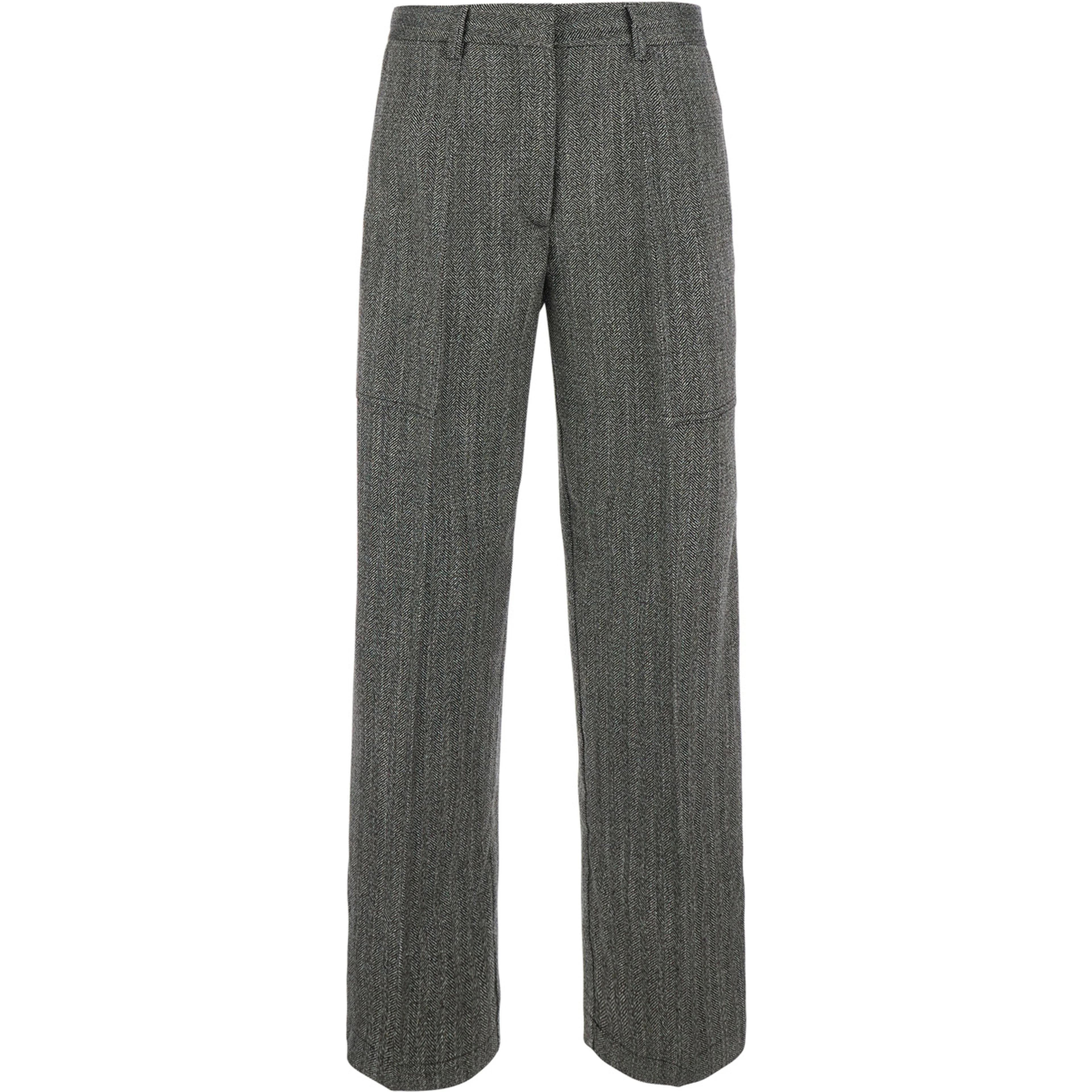 Gray pants with all-over Chevron motif in viscose blend for women