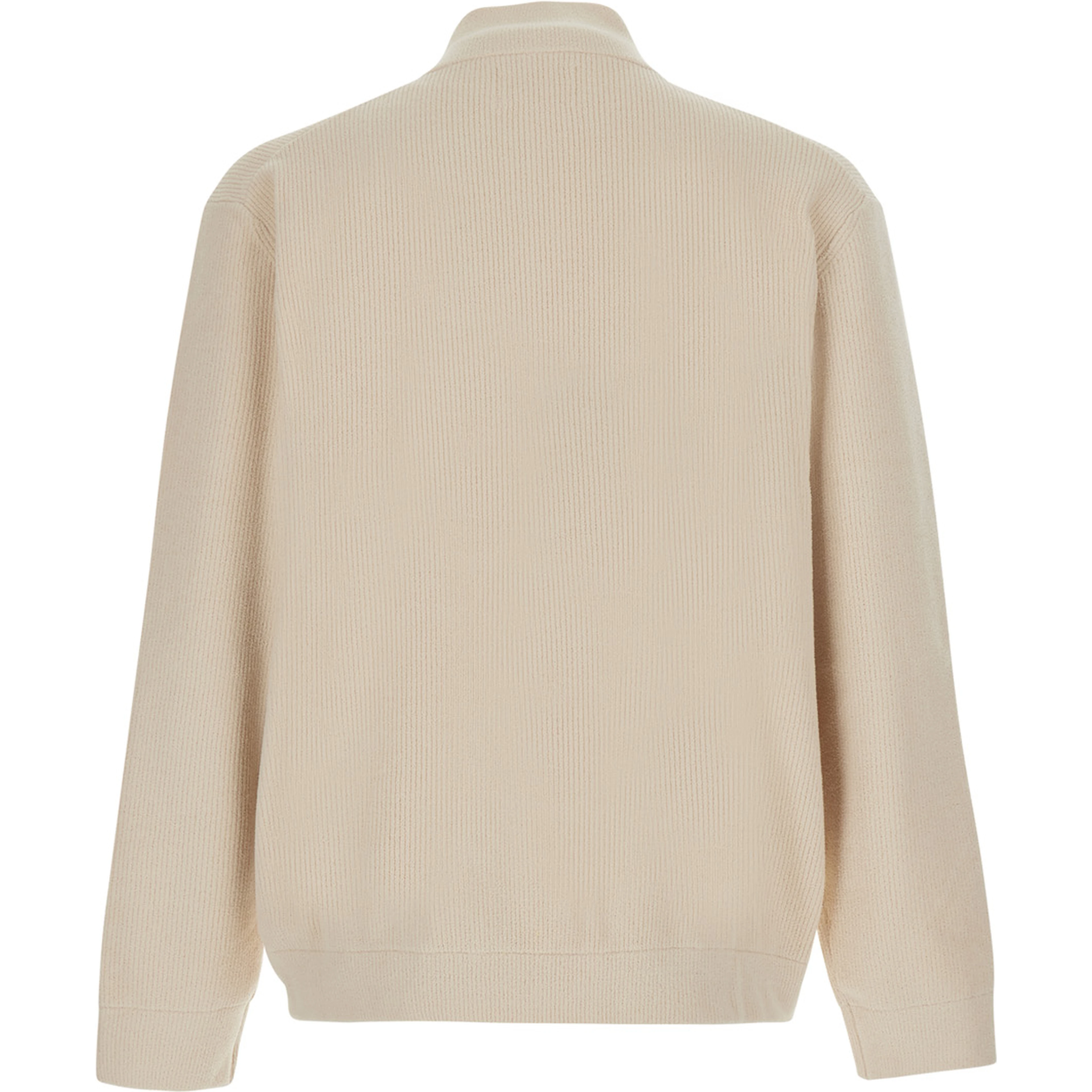 White Sweater with Turtleneck and Half Zip Closure on the Front in Wool Blend for Men