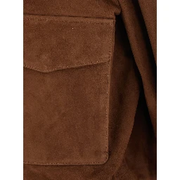 HALTI brown Jacket with front pockets in suede for women
