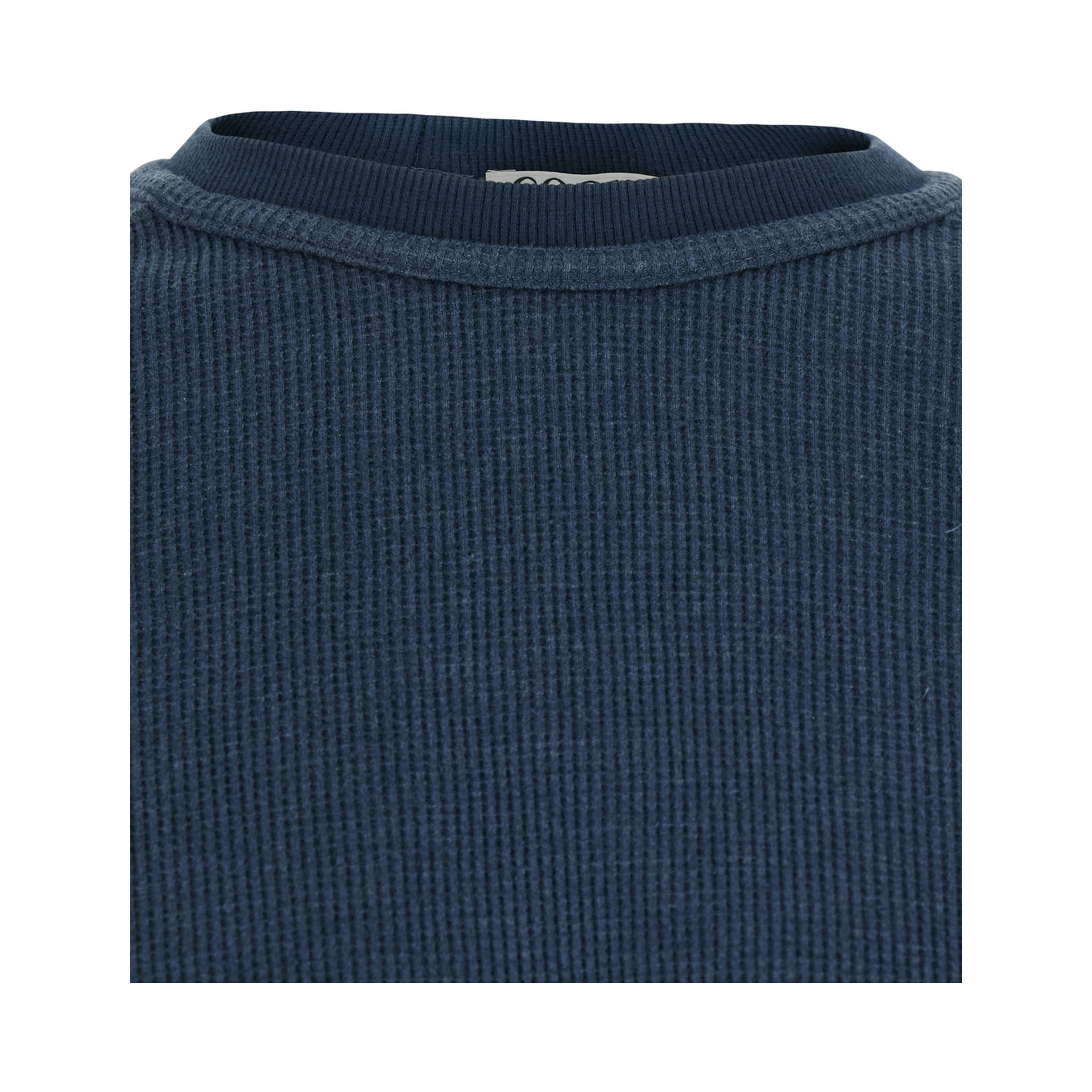 Blue Crew Neck Long Sleeve T-Shirt in Cotton Blend for Men