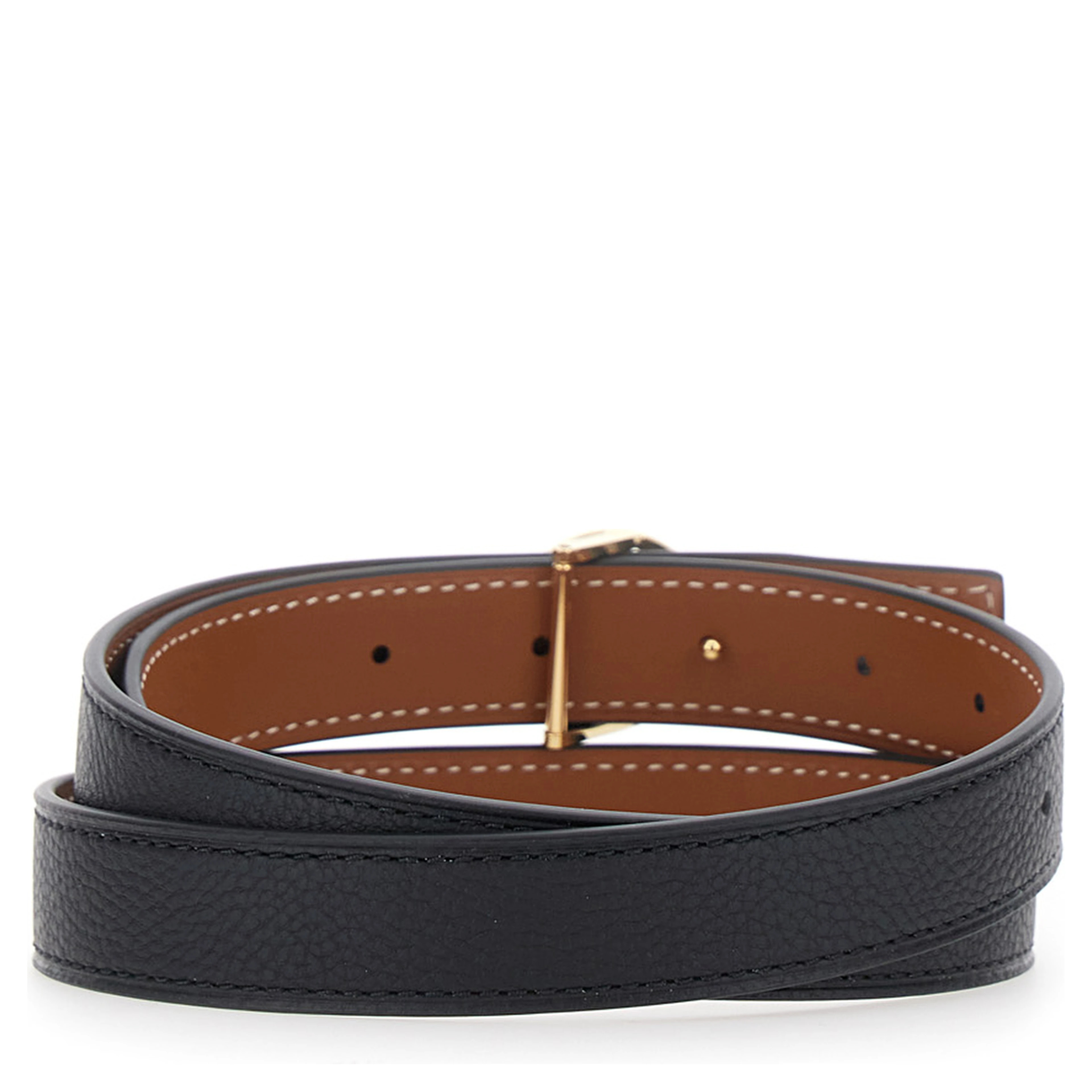 Miller Black Reversible Belt with logo plaque on the front in leather for women
