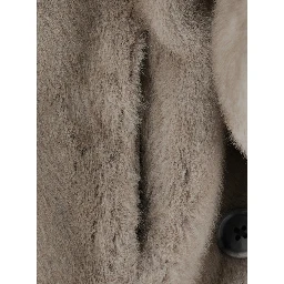 grey zip-up coat with hood in faux fur Women
