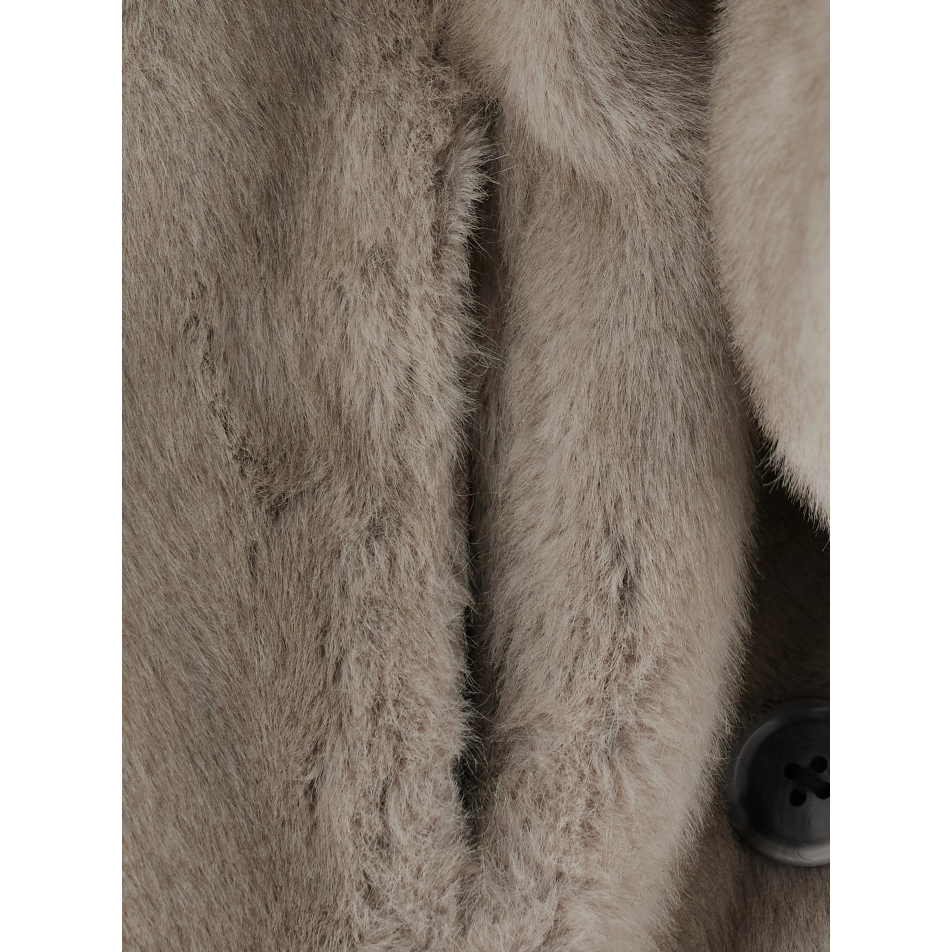 grey zip-up coat with hood in faux fur Women