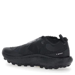 Black Sneakers with Leather Upper and Rubber Sole