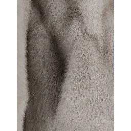 Gray Short Shearling Jacket with fixed hood in ecofur for women