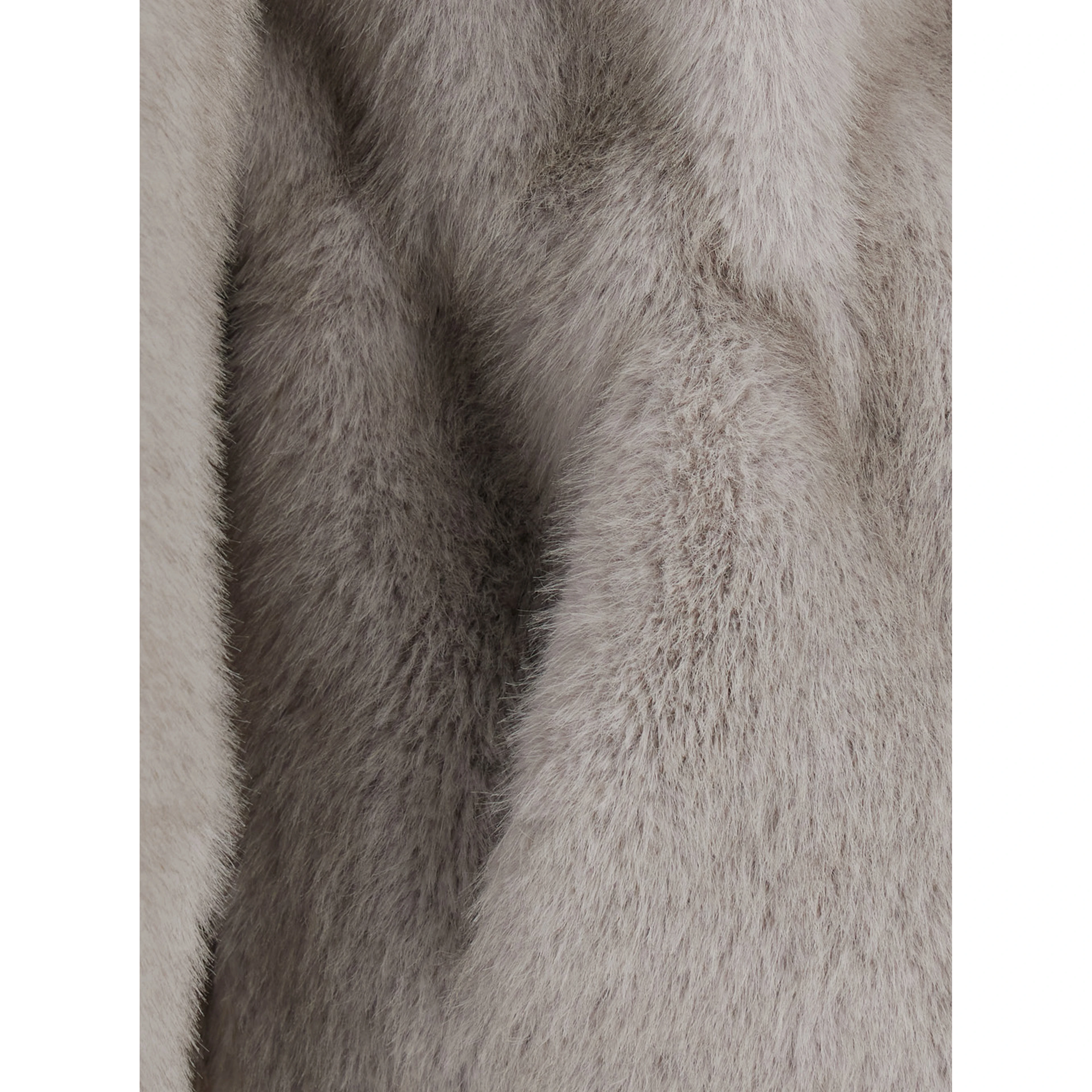 Gray Short Shearling Jacket with fixed hood in ecofur for women