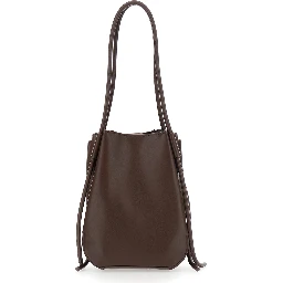 Nala Brown tote bag with two top handles and logo lettering on the front in Ecoleather for women