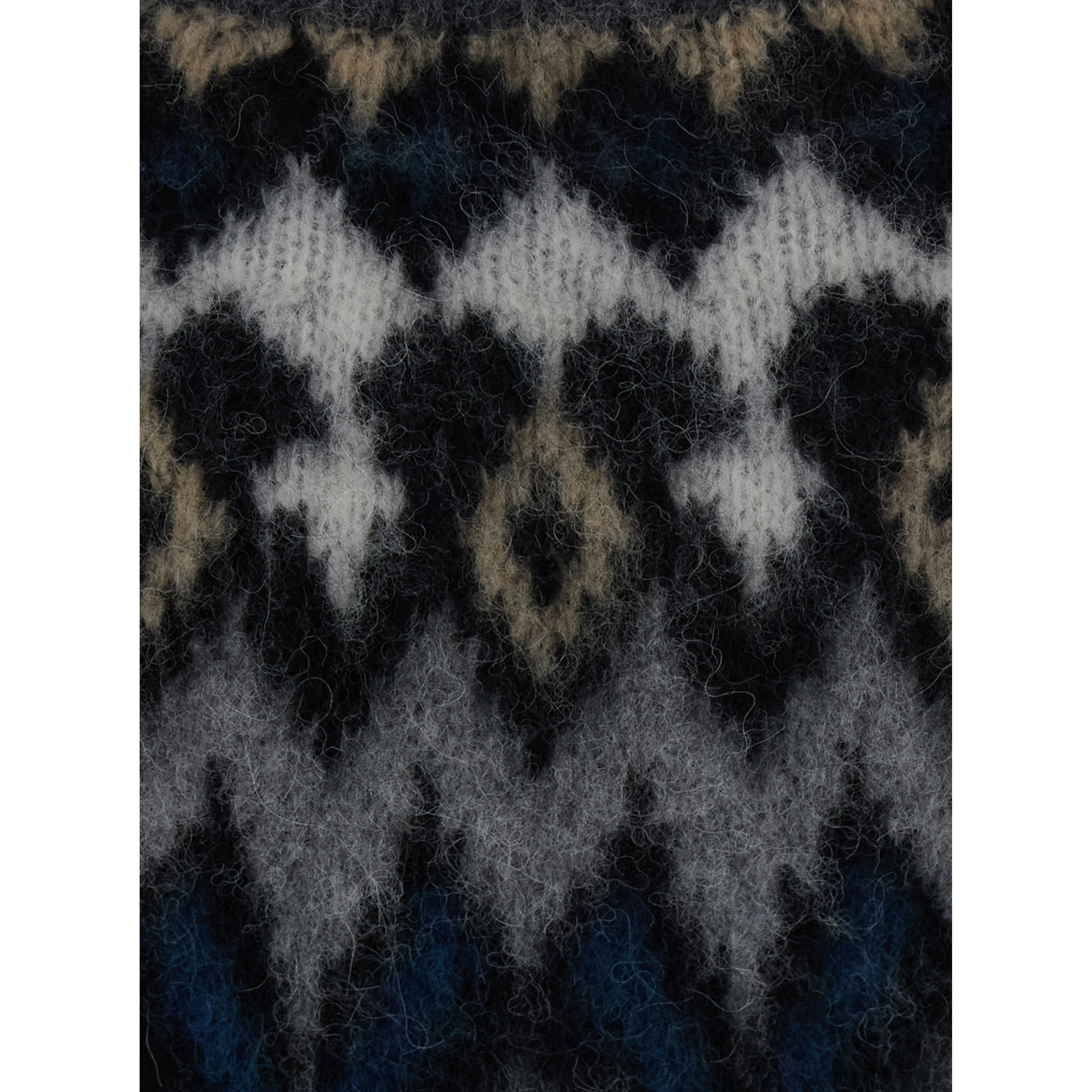 Gray Crewneck Sweater with Geometric Motif All-Over in Blend Wool for Women