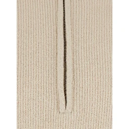 White Sweater with Turtleneck and Half Zip Closure on the Front in Wool Blend for Men